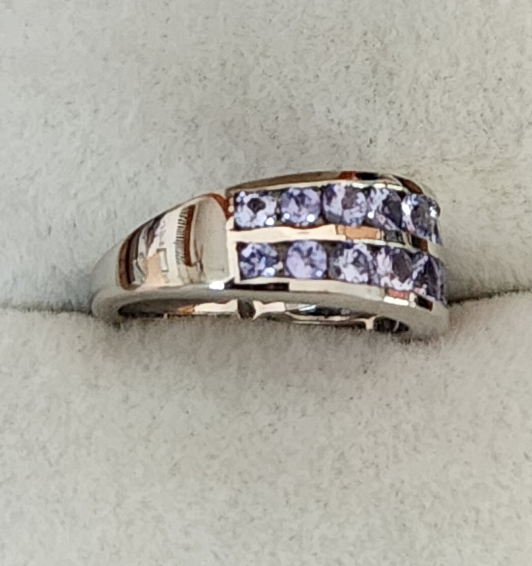 Tanzanite Double Half Eternity Band in Platinum Over Sterling 2.0 ctw Size 6