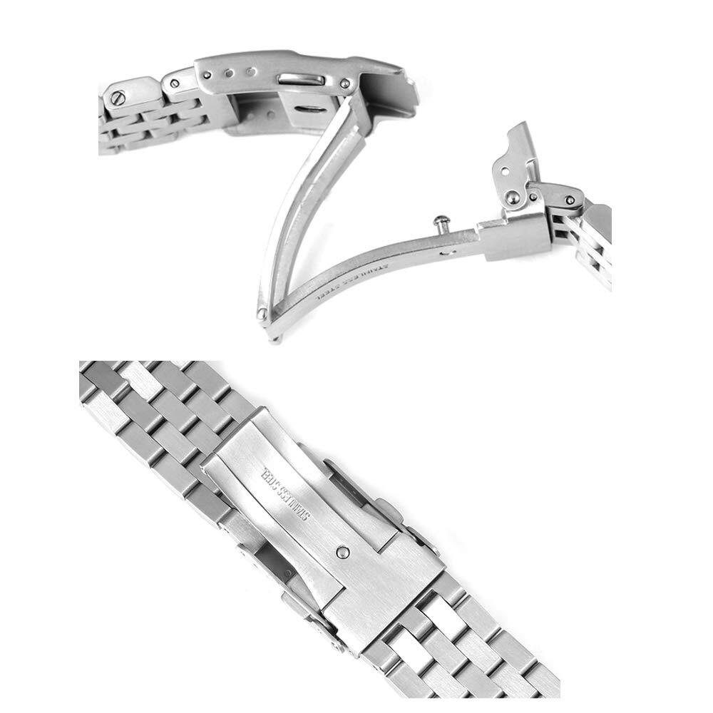 20 22 24mm Brushed Stainless Steel Watch Band Bracelet 5 Rows Engineer Wristband