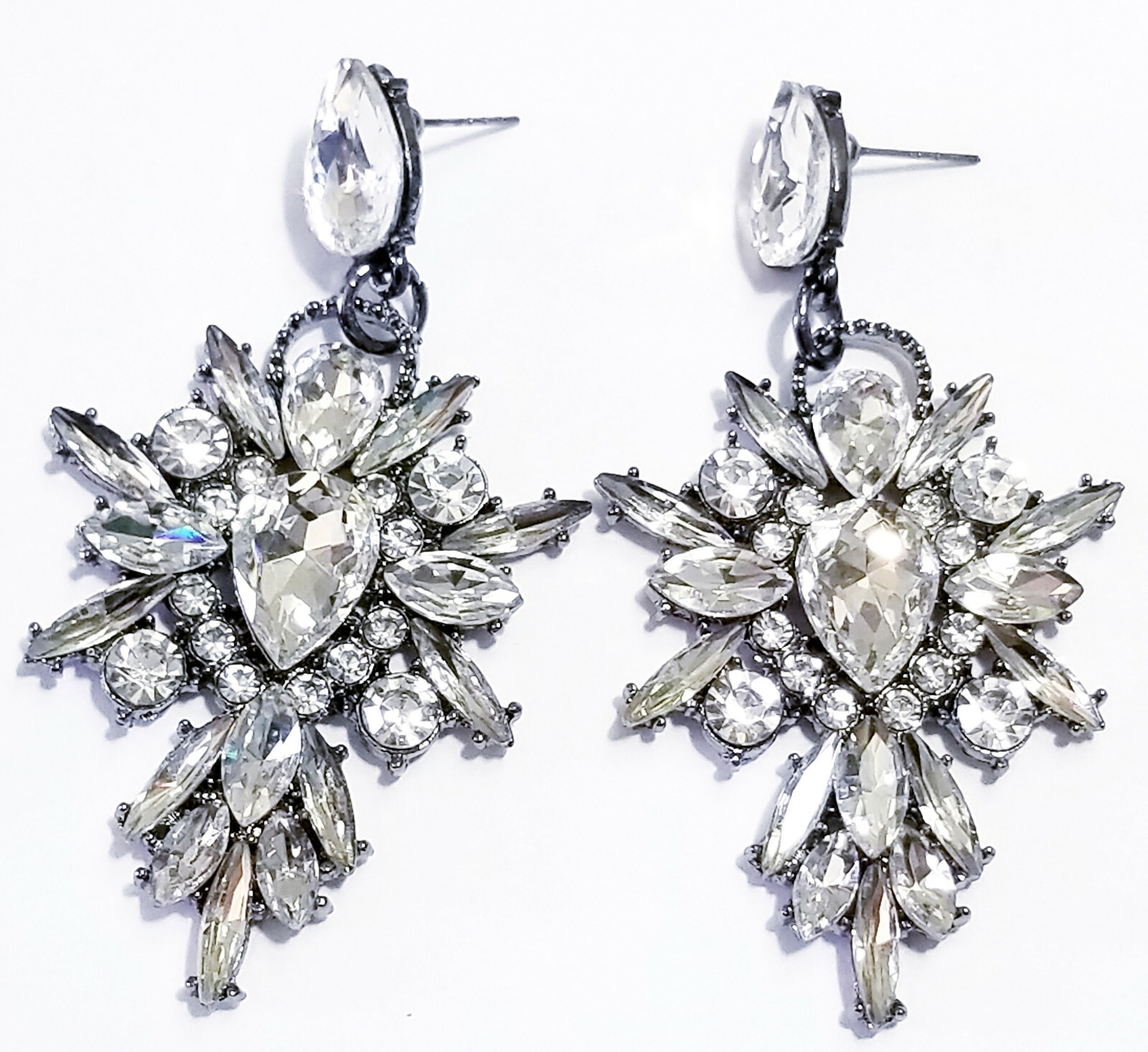 Chandelier Earrings Clear Rhinestone Crystal 2.8 in