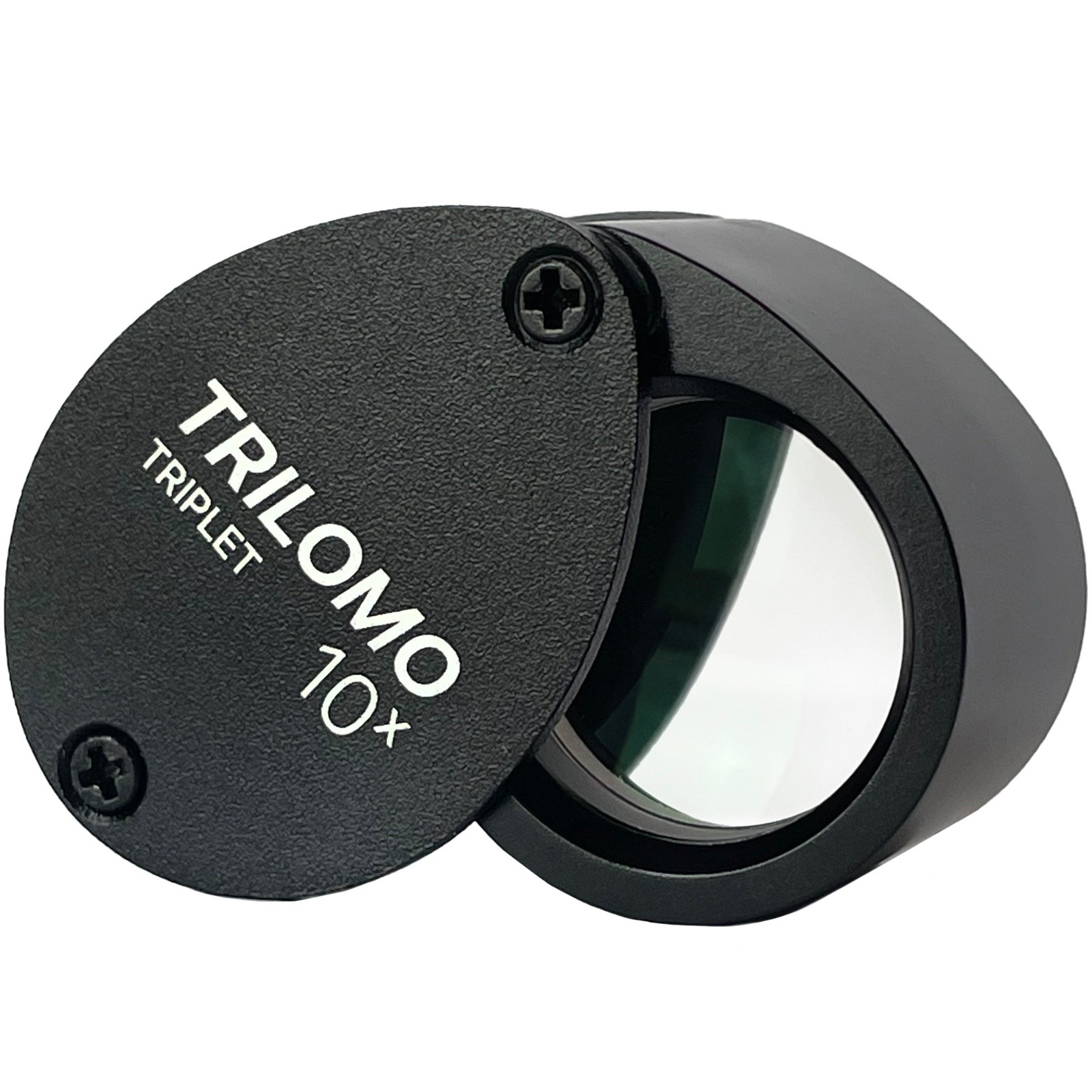 TRILOMO (ex BelOMO) 10x Triplet Loupe Magnifier. Black Egg. 21mm (.85″)