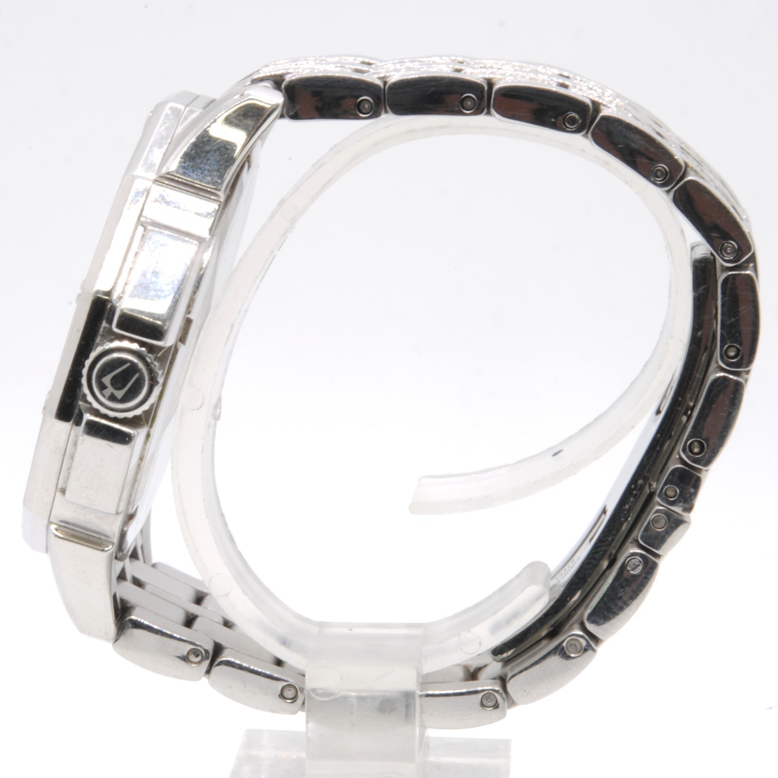 GENTS BULOVA OCTAVA CRYSTAL QUARTZ NEW BATTERY STAINLESS WRIST WATCH 96c134 6″