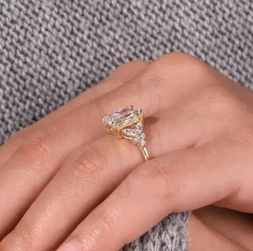 2.80Ct IGI Radiant F-VS1 Lab Grown Diamond Women Engagement Ring 14K Yellow Gold