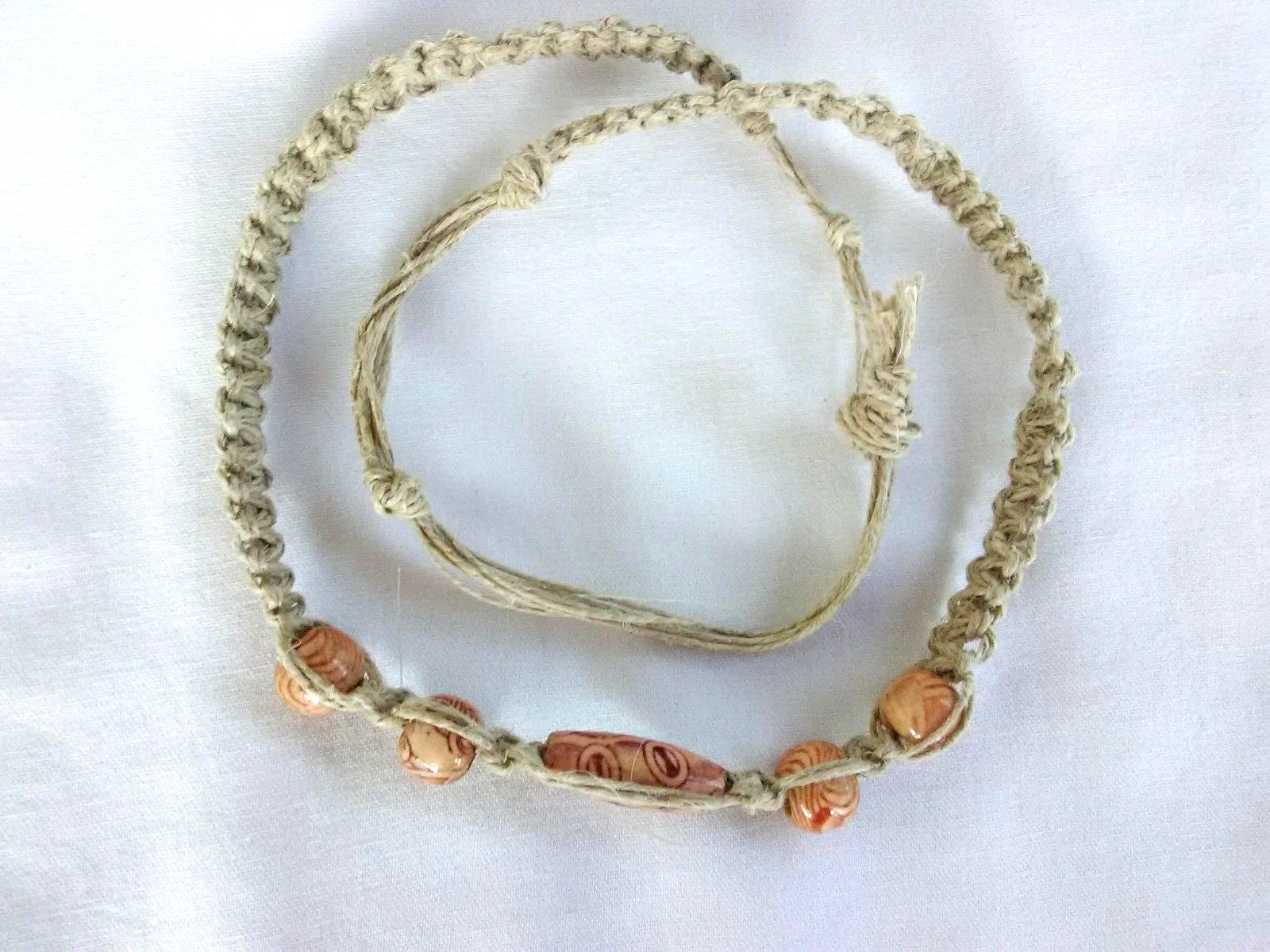 SURFER HEMP NECKLACE 20″ Adj Unisex Hippie Boho US Seller New