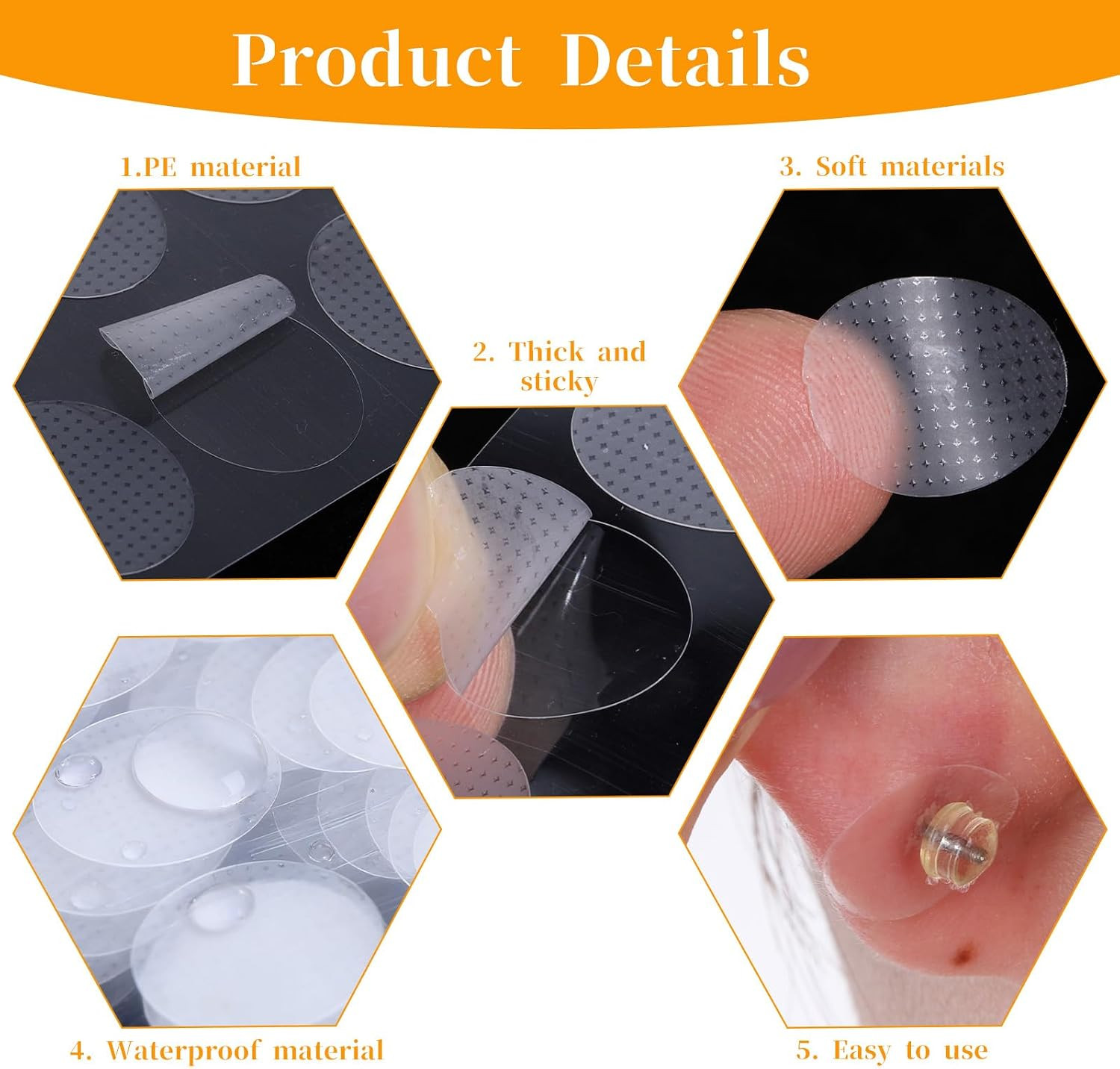 600 PCS Clear Earring Stickers for Heavy Earrings, Ear Lobe Support Patches Ear