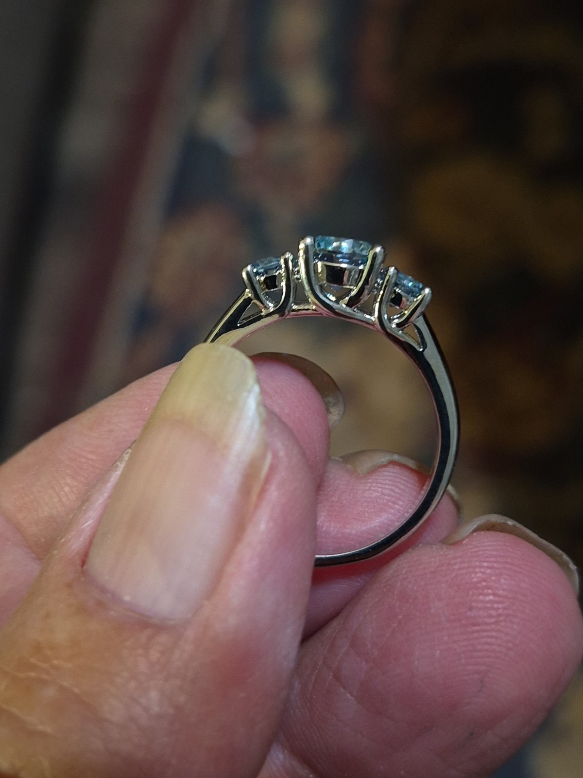 925 sterling silver ring, 2ct Blue Moissanite Stones