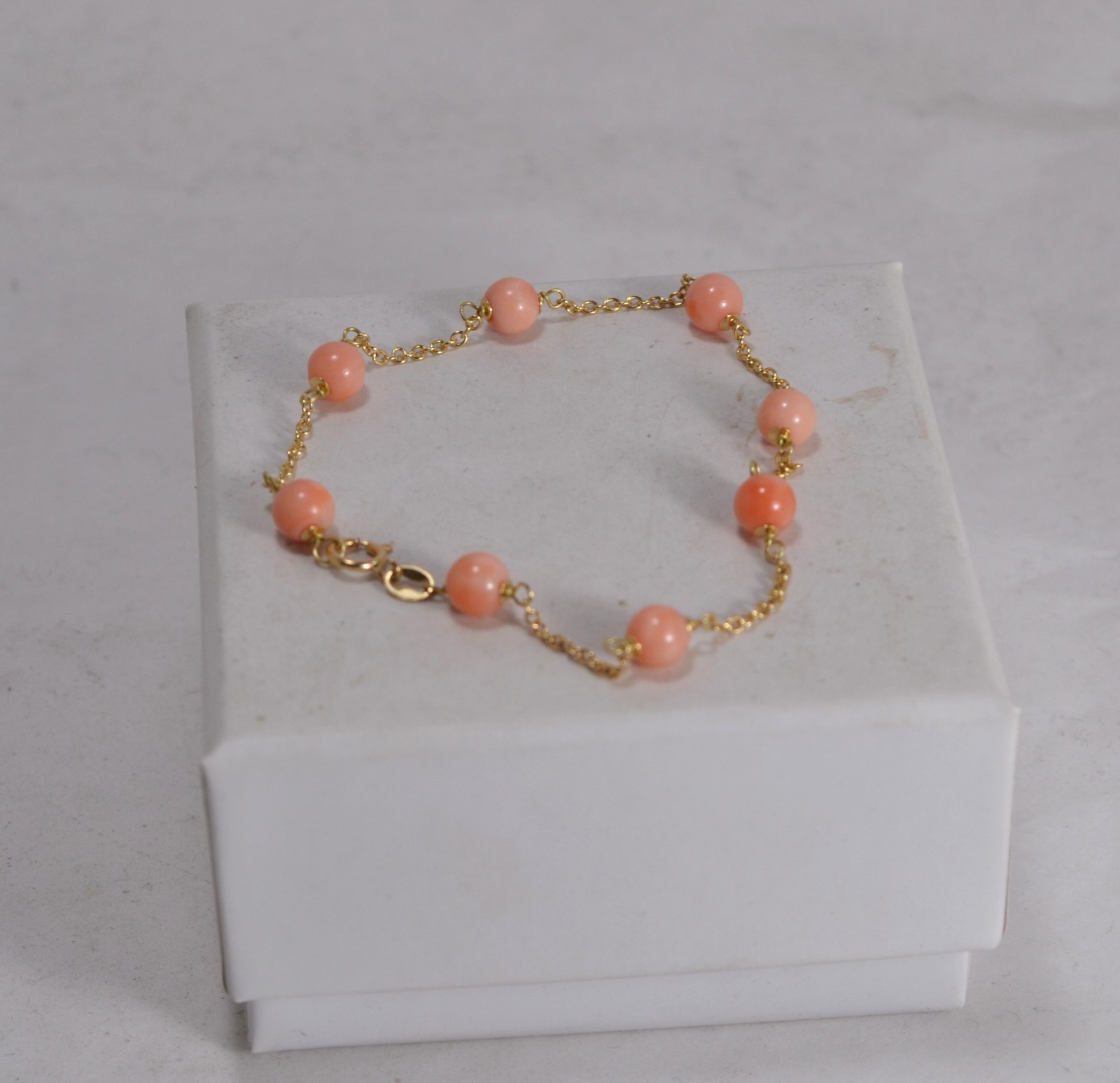 18kt YELLOW GOLD CORAL BRACELET 5mm PINK FIRST CHOICE SINGLES OGRP 076