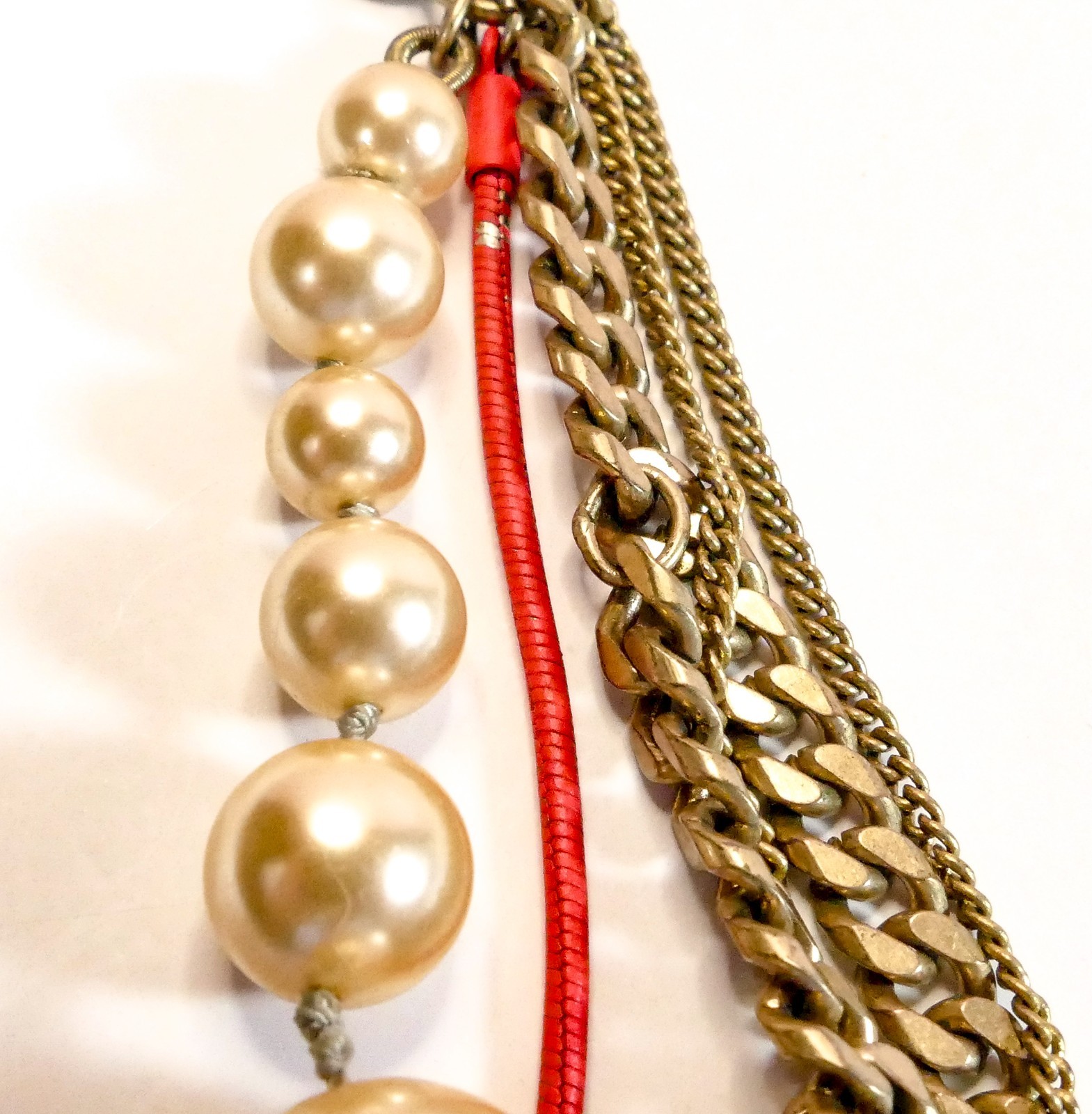 Signed J.Crew Multi-Strand Pearl & Crystal Statement Charm Bracelet