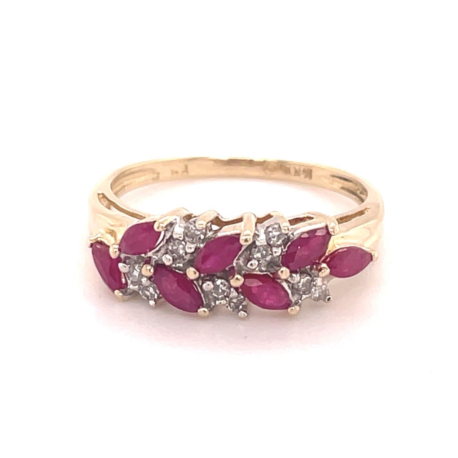 14k Yellow Gold .90 Ct Marquise Ruby & Diamond Accent Ring Size 7-1/8 – 2.7 Gr.