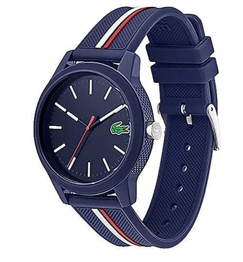 LACOSTE POLO SHIRT 12.12 2011070 BLUE DIAL NAVY SILICONE STRAP 42MM MENS WATCH
