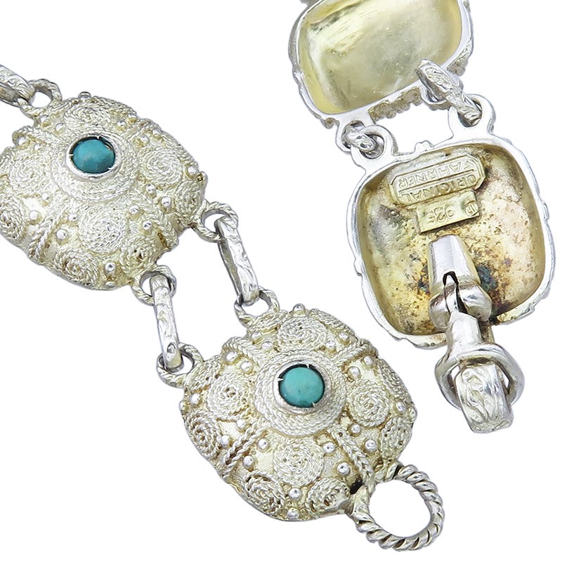 Theodor Fahrner Bracelet Turquoise Stones Sterling Silver Circa 1930