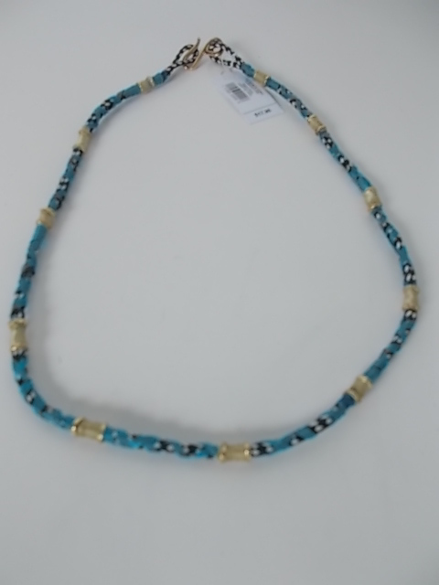 GAP Friendship Necklace BLK Turq rope String Silver layer Necklace NWT $17.95