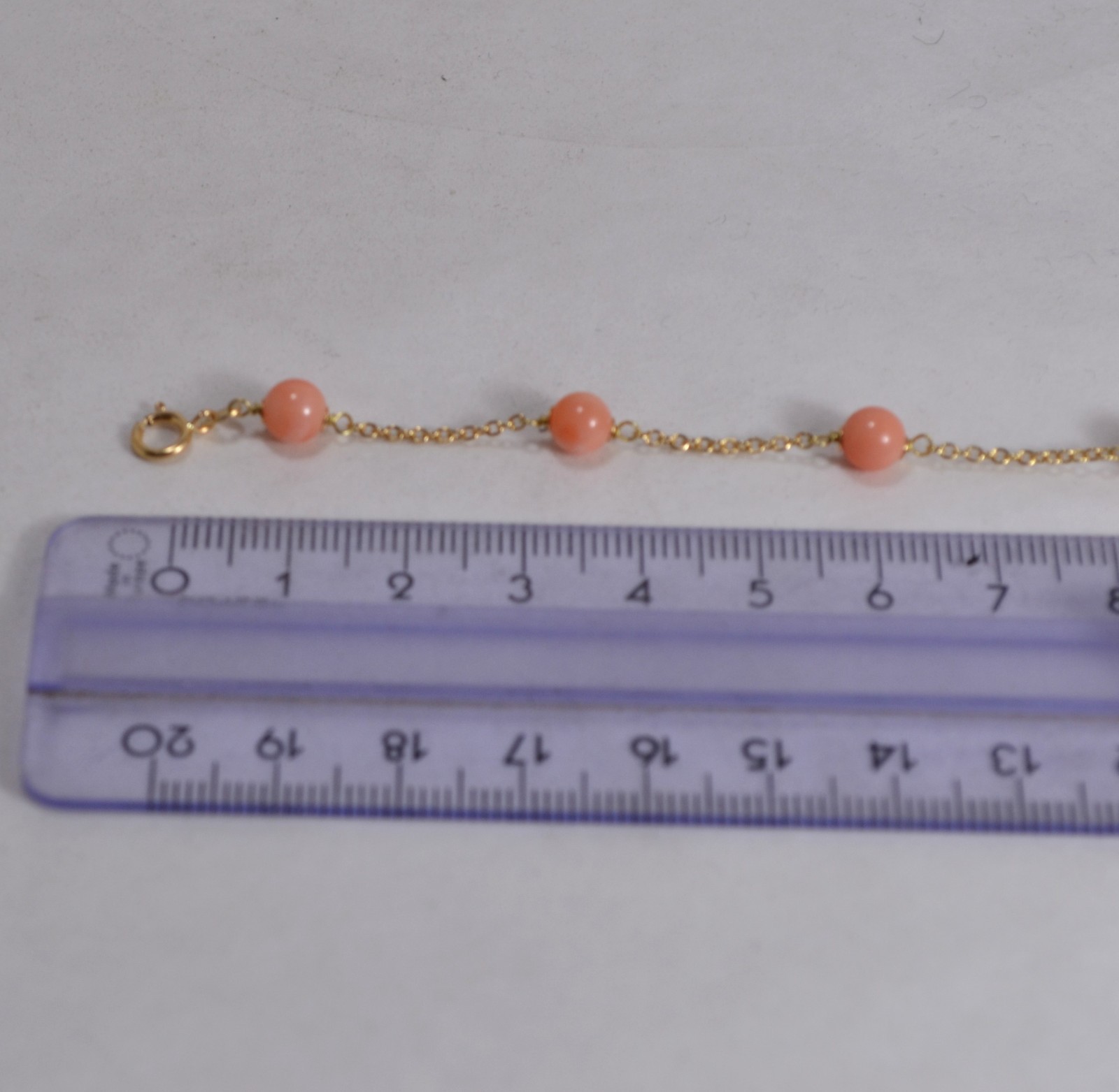 18kt YELLOW GOLD CORAL BRACELET 5mm PINK FIRST CHOICE SINGLES OGRP 076