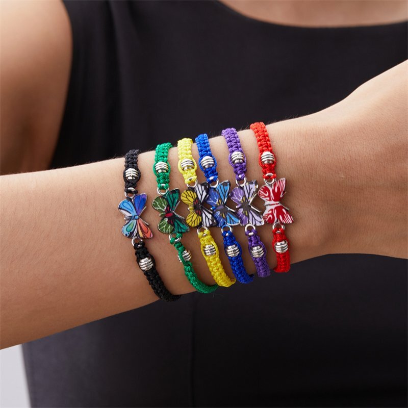 Fashion Braided Butterfly Rope Bracelet Adjustable Bangle Women Men Jewelry Gift
