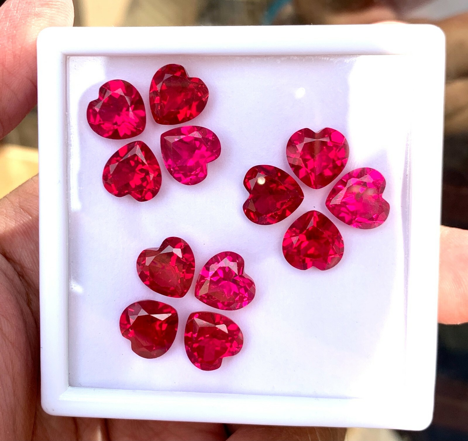 12 Pcs Natural Red Mogok Ruby Heart 10.00 MM Certified Treated Loose Gemstone