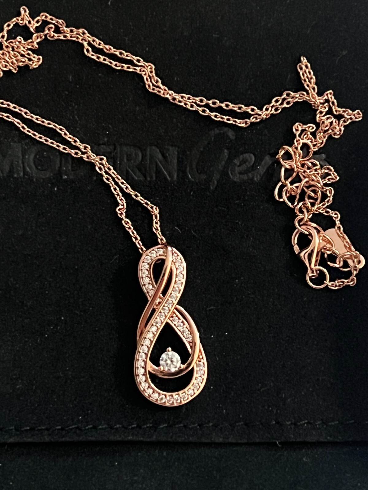 Modern Gents The Celine 18K Rose Gold Plated Simulated Diamond Infinity Necklace
