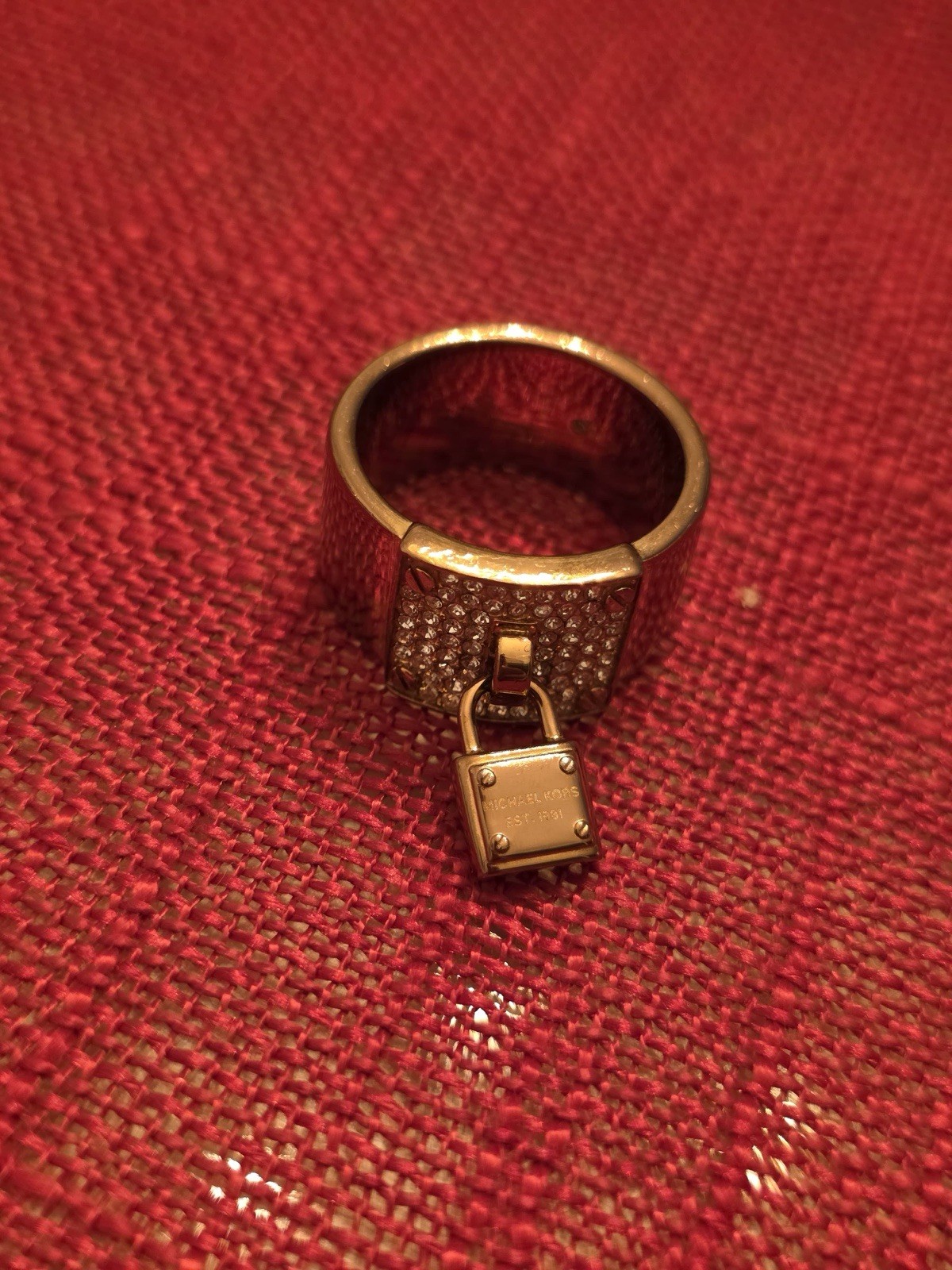 Vintage Michael Kors Padlock Charm Ring Rose Gold Size 8