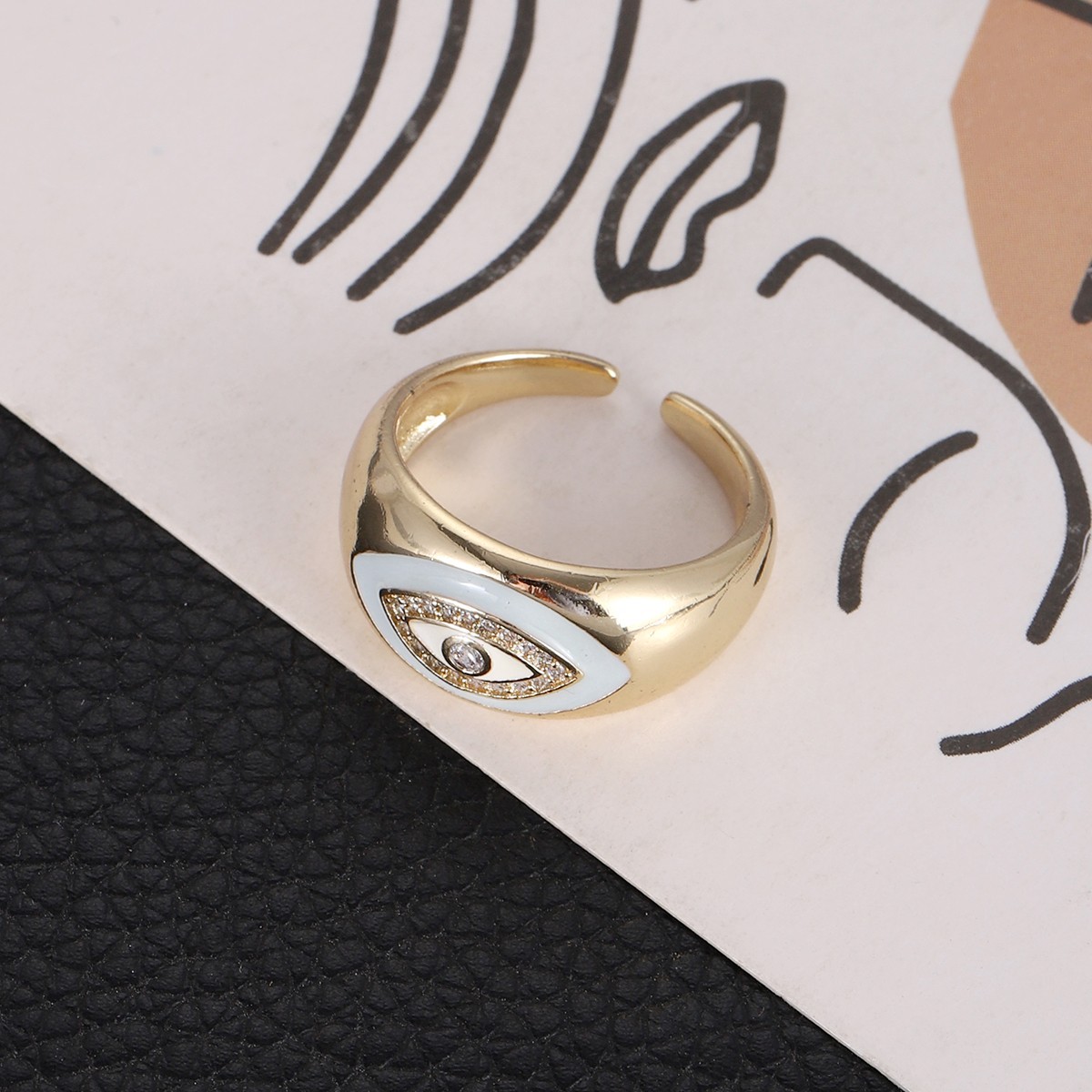 1Pcs Zircon Vintage Evil Eye Finger Ring For Women Men Gift Gold Color Turkish