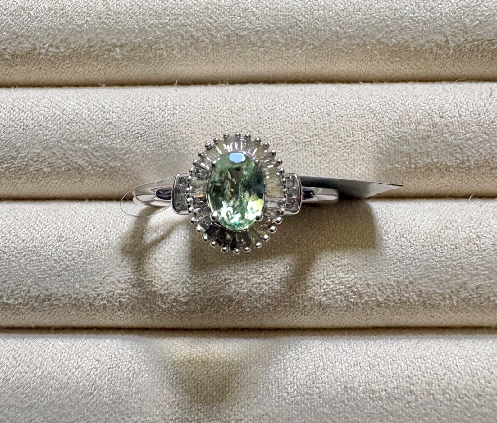 14K White Gold AAA Alexandrite, Diamond (.30 c) Halo Ring – Size 10 (1.15 ctw.)