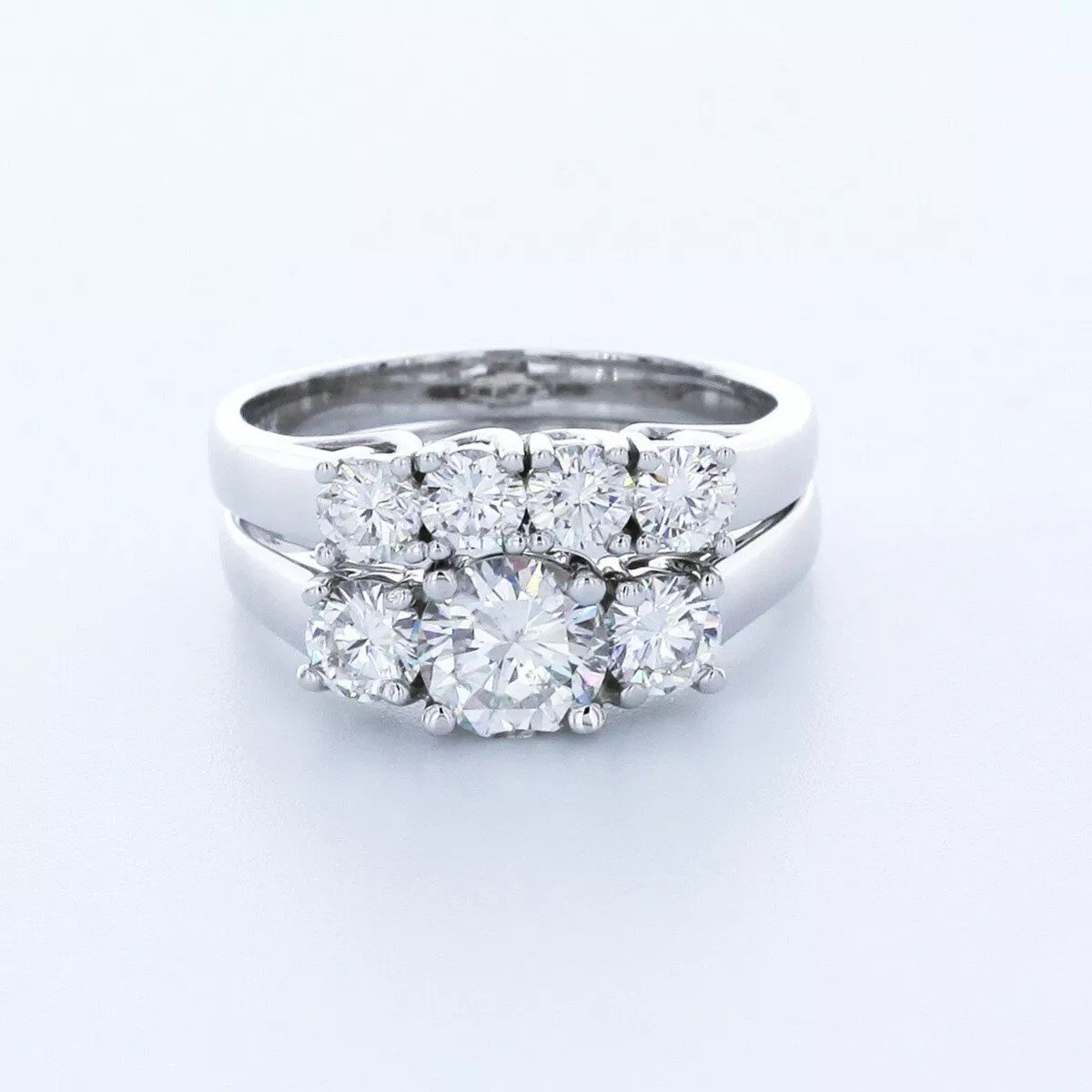 14K Gold Engagement Ring Set Trellis 1.80 Carat Round Lab-Grown Diamond E VS1