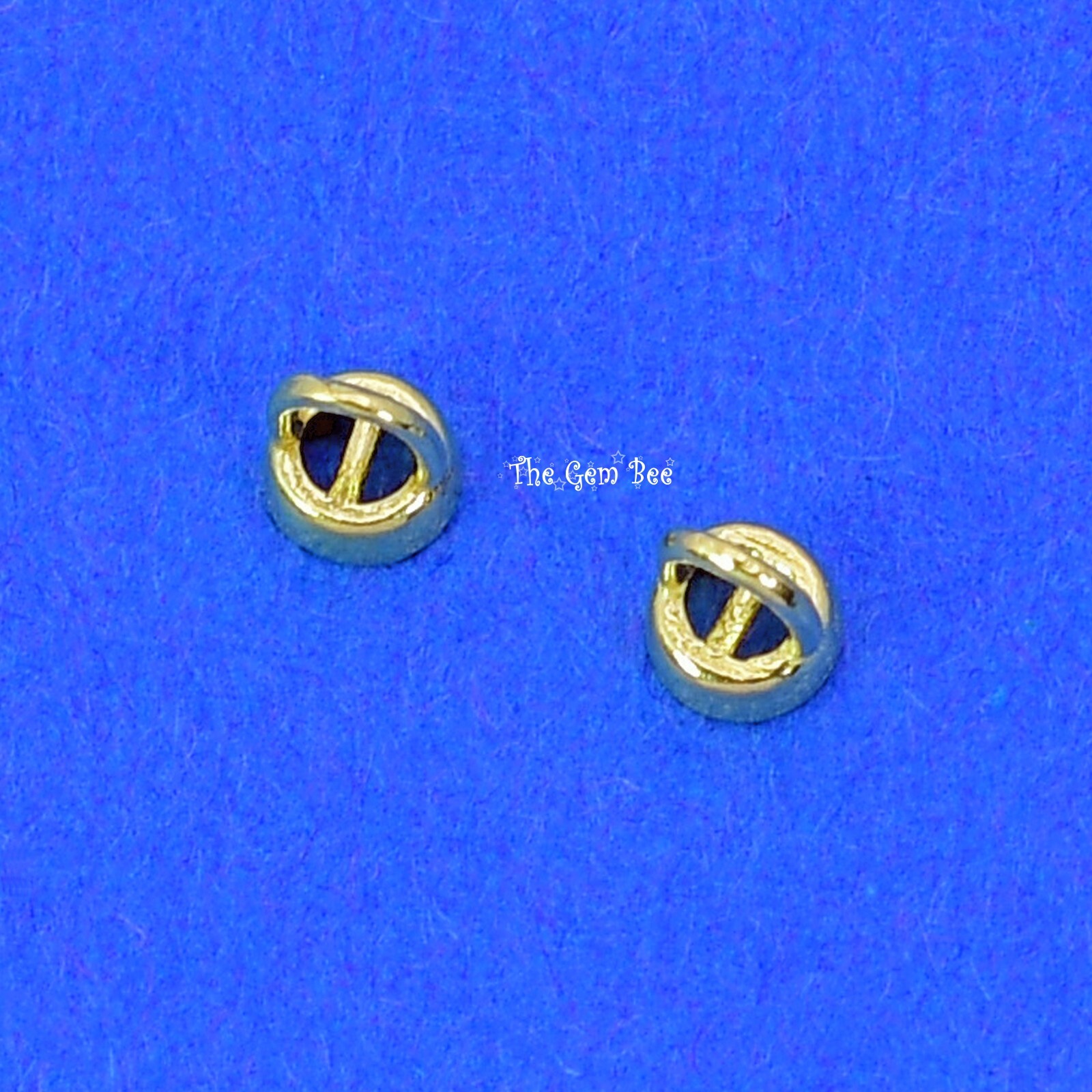 14K Solid Yellow Gold Crimp Hook Cups Ends Findings With Bars Quantity: (2)