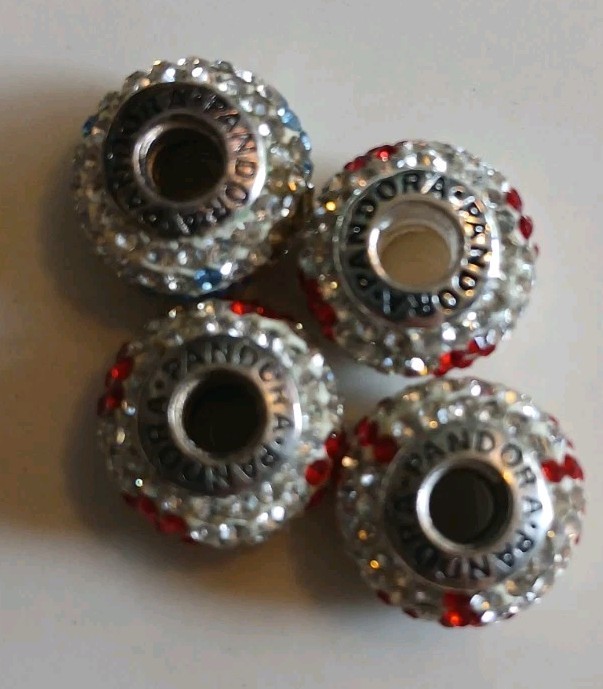 925 Sterling Silver Pavé-Set Sparkling Crystals. See Photos For Charm Brand