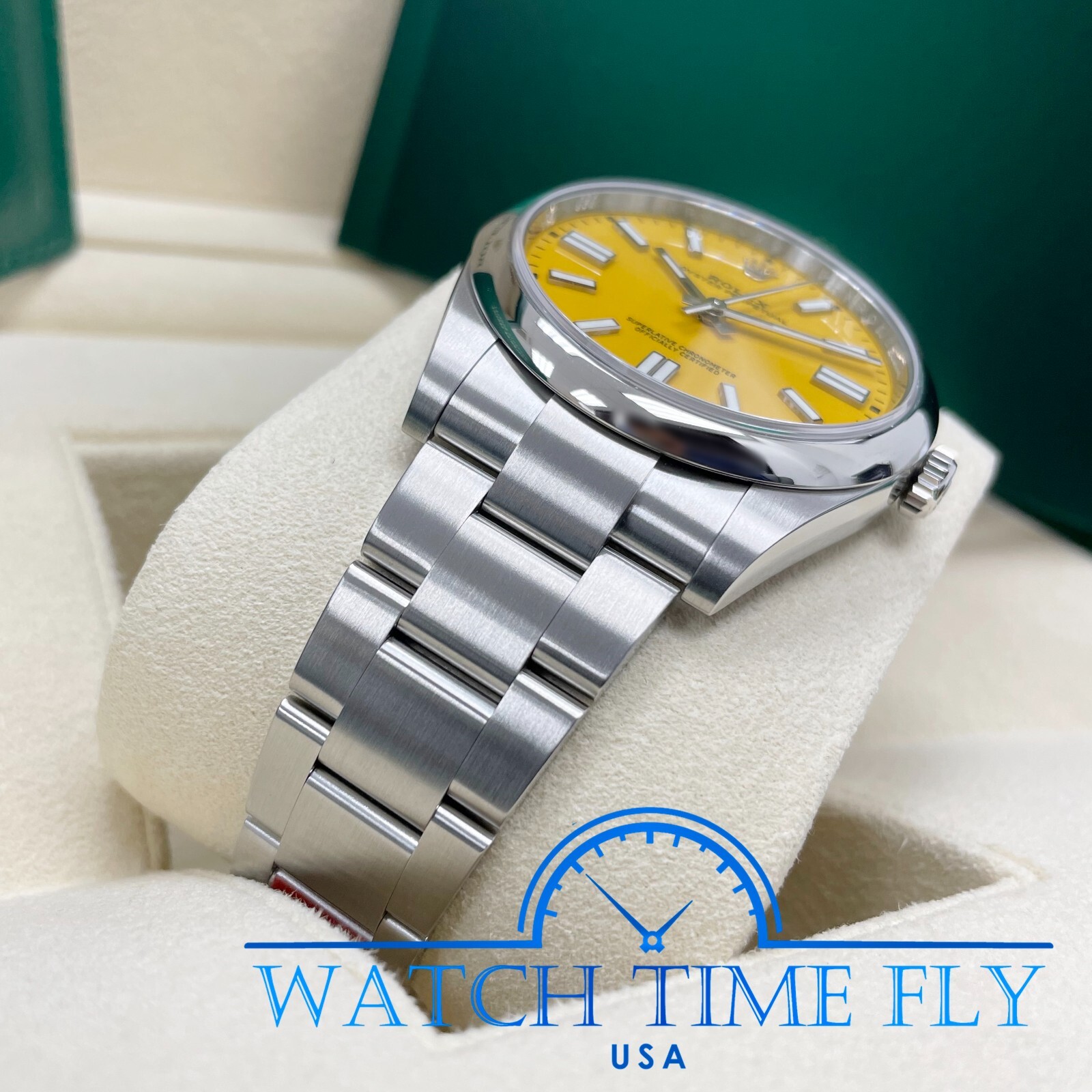 Rolex Oyster Perpetual 41mm 124300 Yellow Dial Stainless Steel Oyster Bracelet