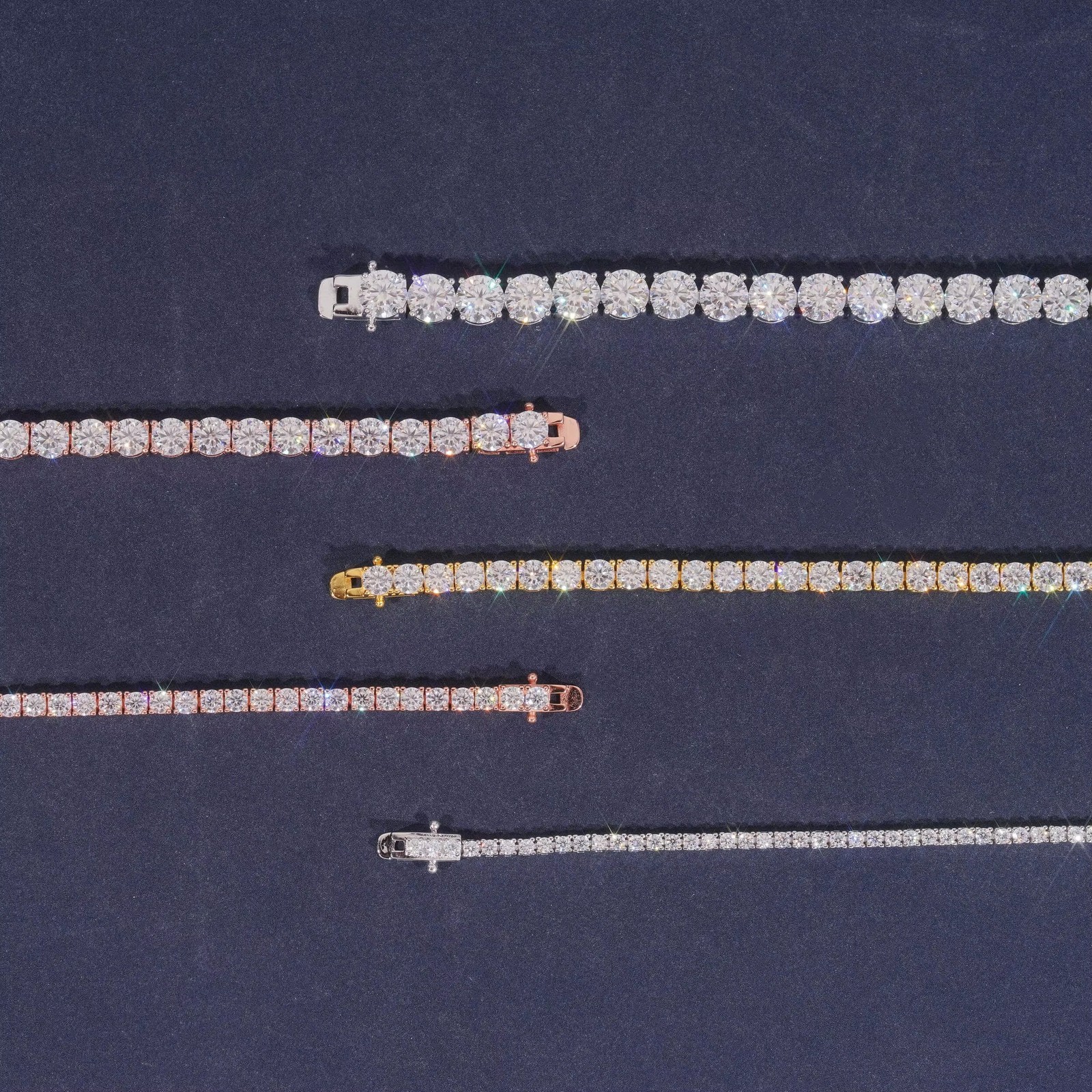 2-6.5mm 6-24″ VVS1 D Moissanite Tennis Chain Necklace S925 Pass Diamnd Tester!