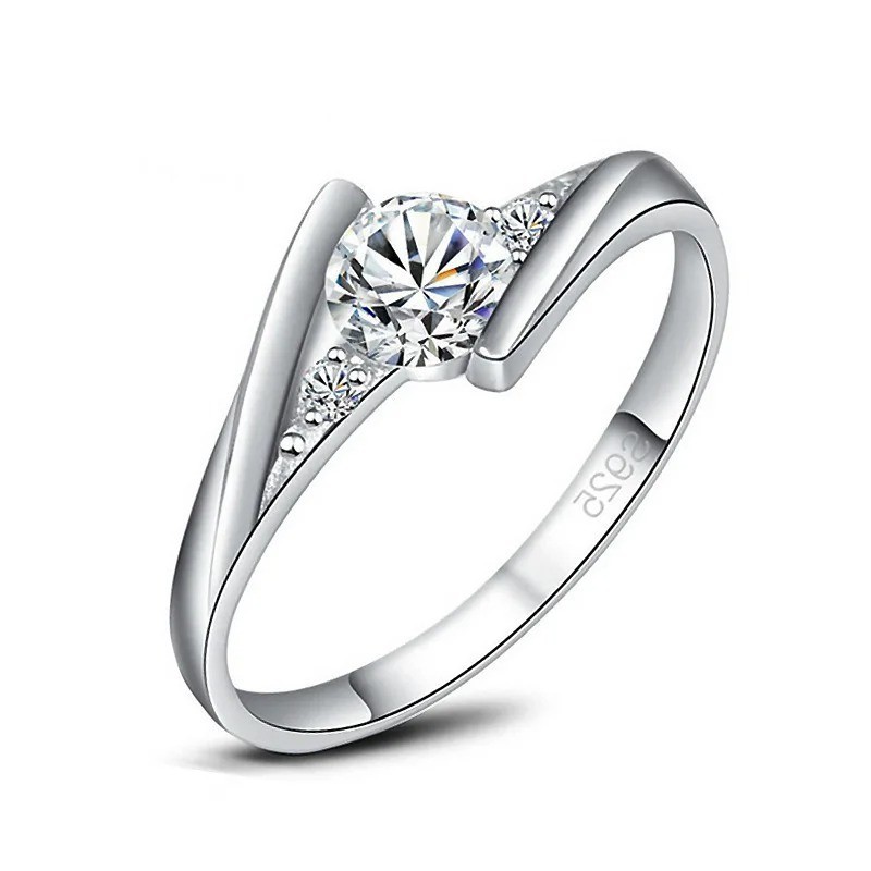 New Hot Selling Silver Plated Stainless Steel Rings For Women Square Cubic