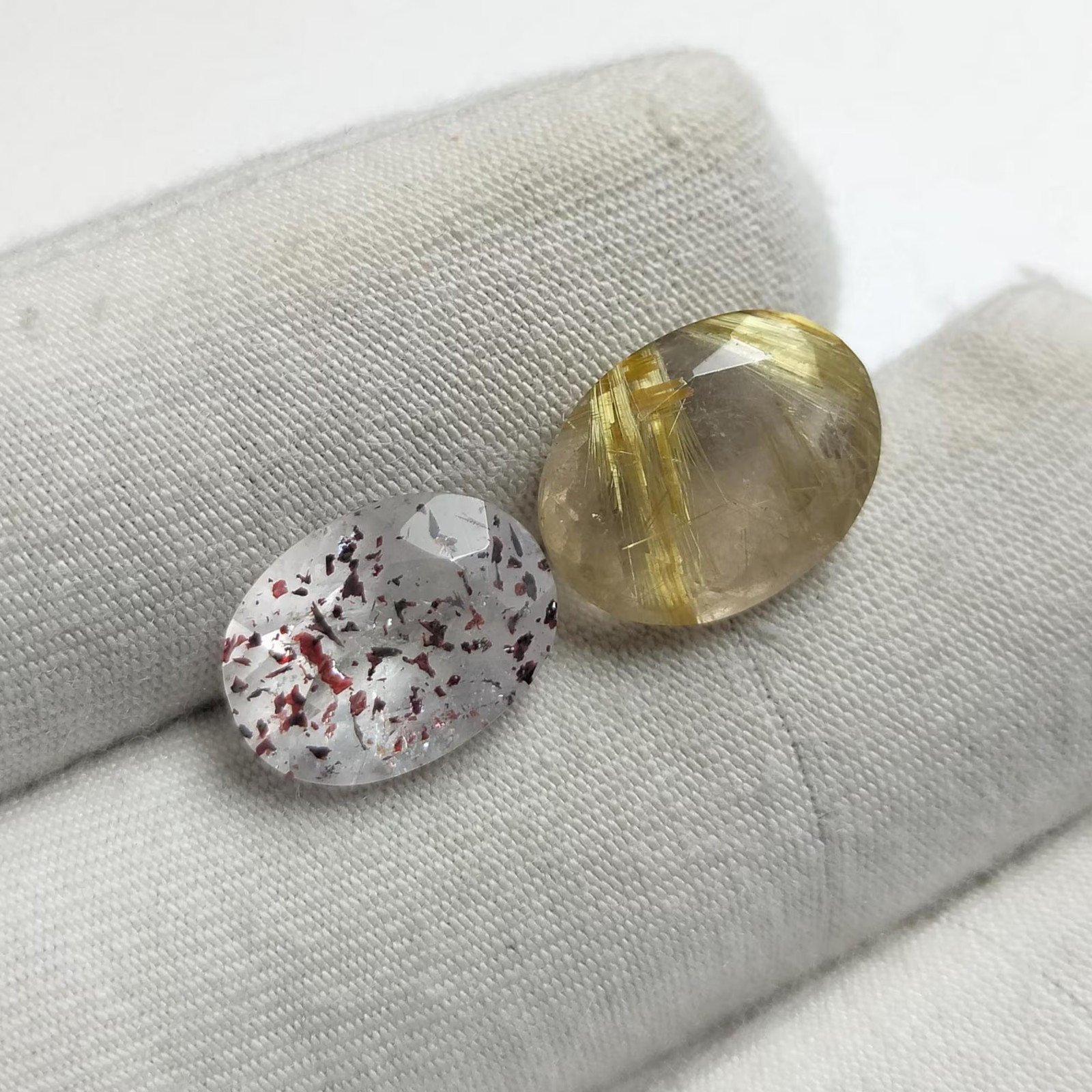 Rare Crystal Gemstone Duo Golden Rutile Quartz&Super Seven 9.70Ct Jewelry Making