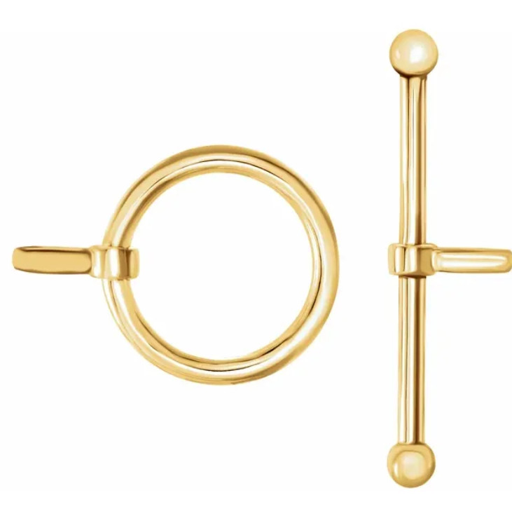 17.4mm ring 33.25mm bar SOLID 14k Yellow Gold Toggle Ball end Clasp Set USA MADE