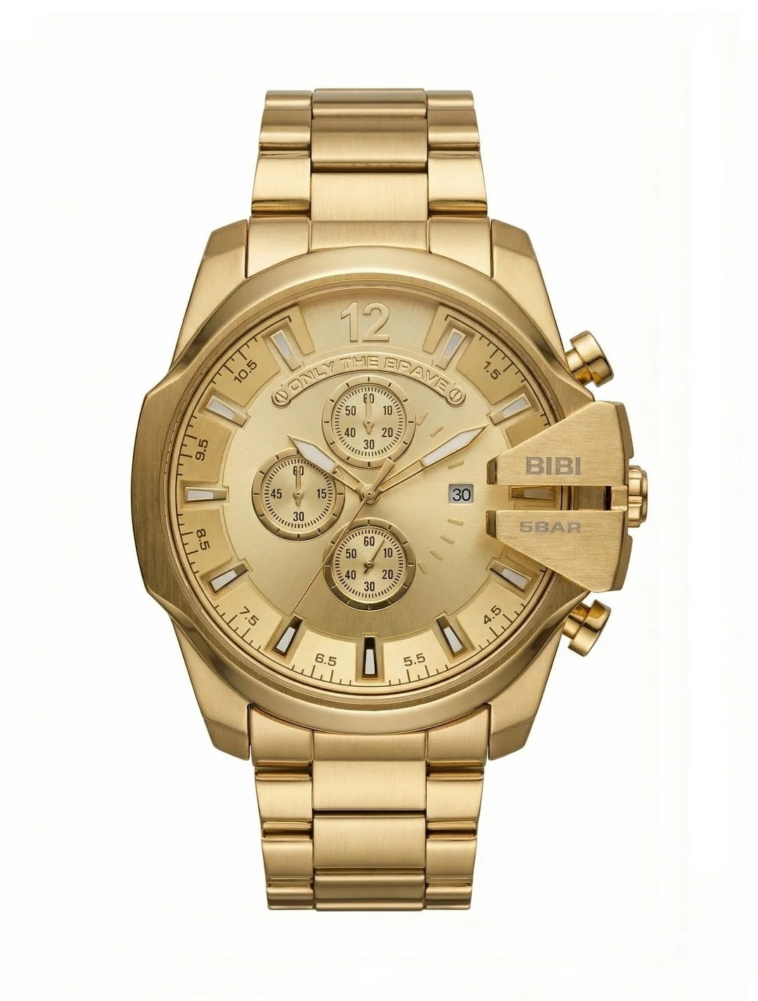BIBI Luxury Watch B0196 Gold Dial, Gold Case, Gold Bracelet, Chronograph Date