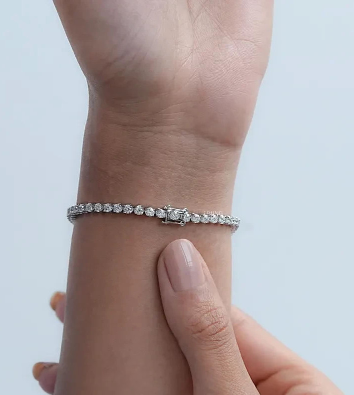 Best Quality Limited Sale !Round Natural Diamond Tennis Bracelet 14k White Gold