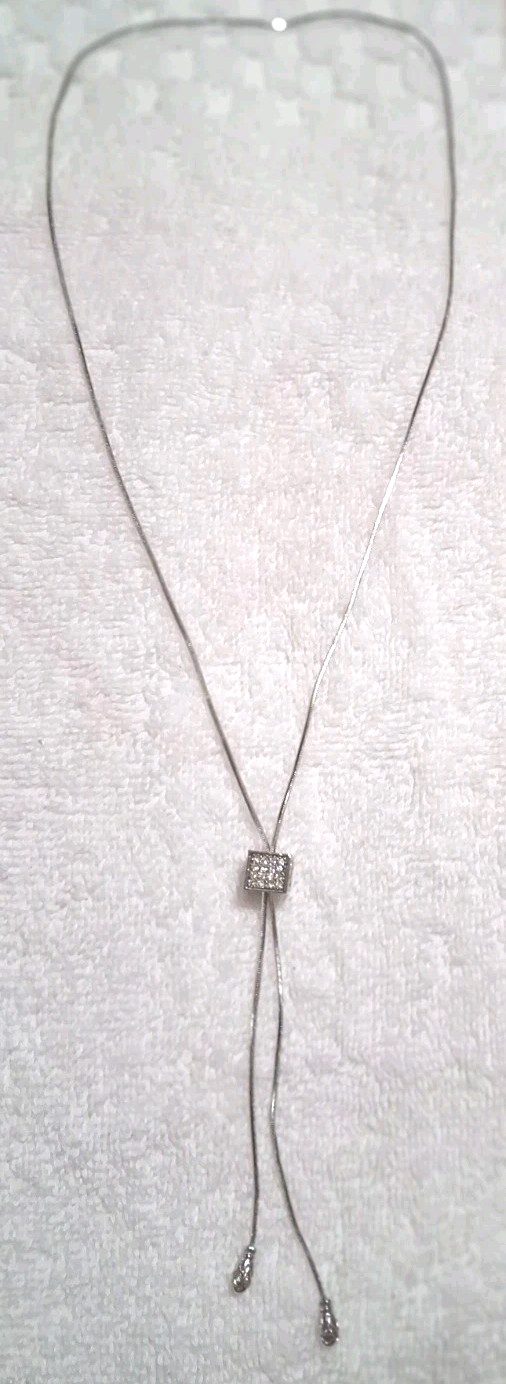 CARSON PIRIE SCOTT SILVER CZ LARIAT NECKLACE NEW
