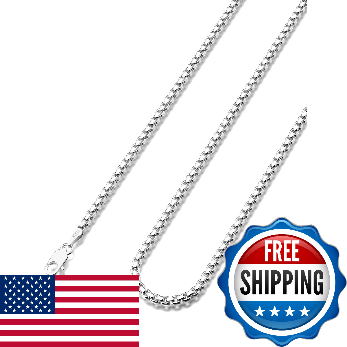 Waitsoul Wywh 925 Sterling Silver Chain Lobster Clasp 2Mm For Women Men