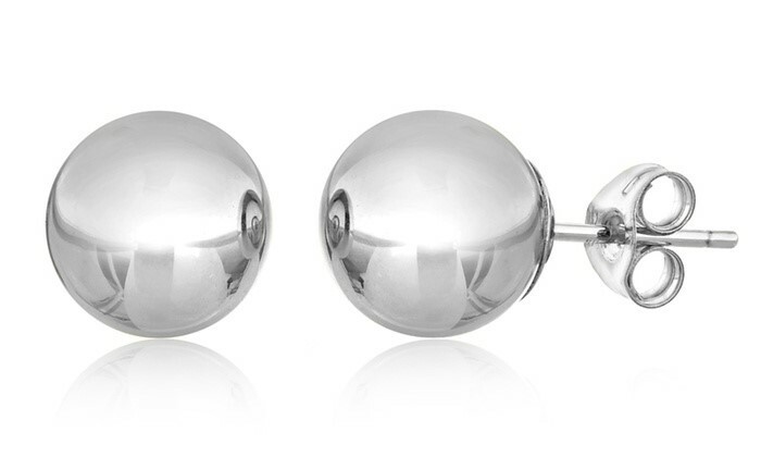 14K White Gold Ball Stud Earrings – Genuine Gold – 3mm,4mm,5mm,6mm,7mm,8mm