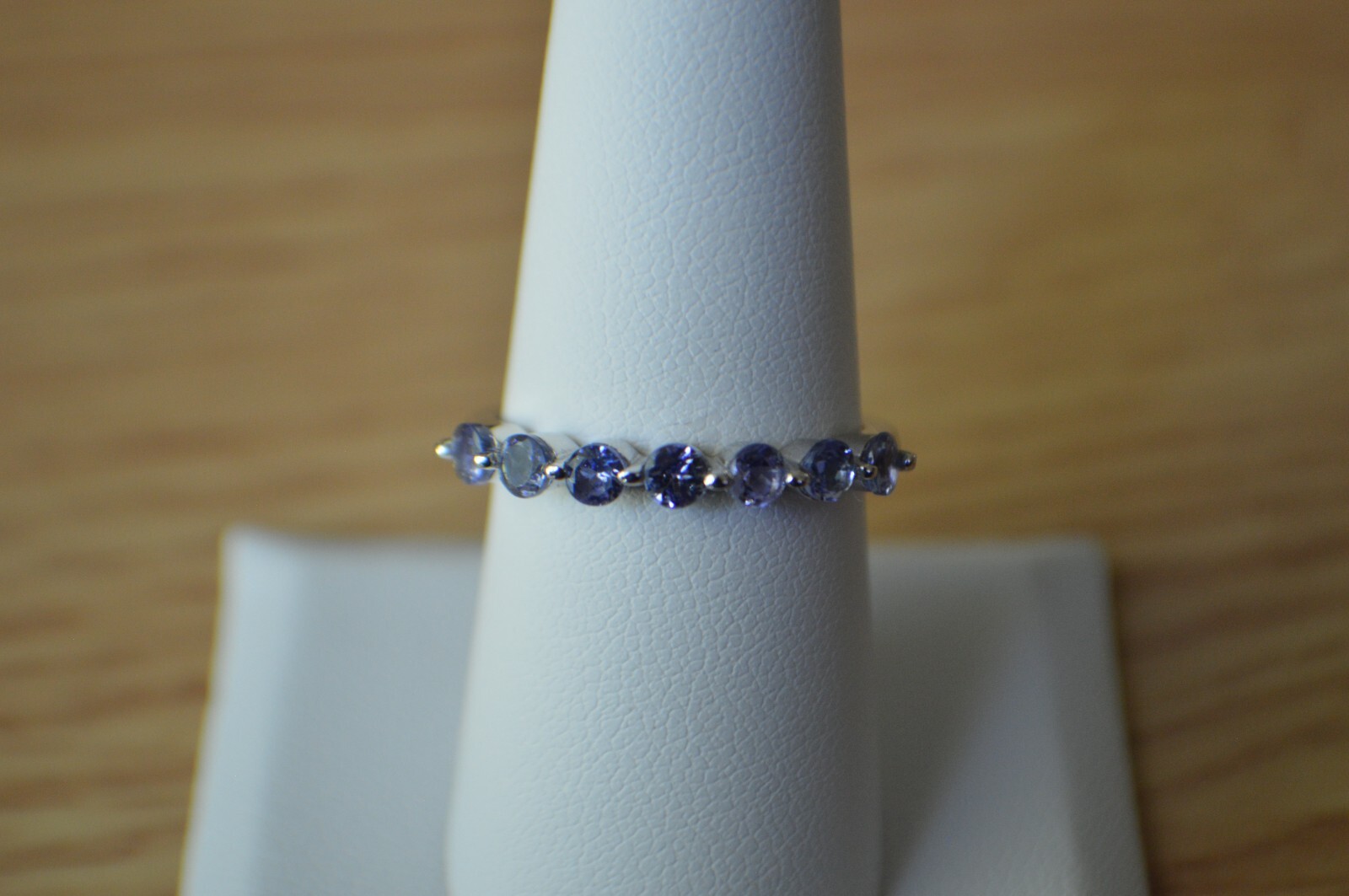 0.85ct Premium Tanzanite 7 Stone Ring Platinum over Fine Silver Size 8