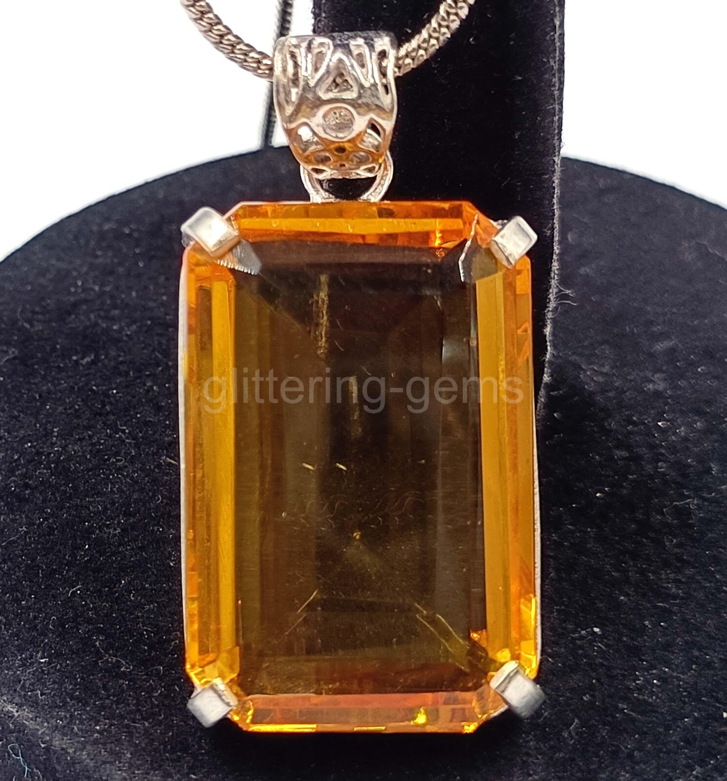 Natural Yellow Sapphire 80 Ct IGL Emerald Cut 925 Solid Silver Pendant Gems 5MSA
