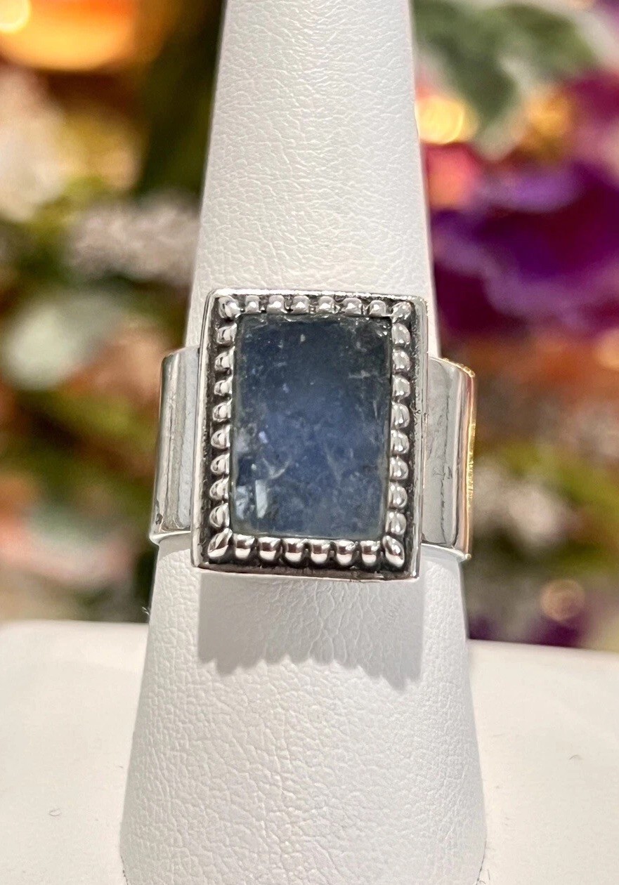 Sterling Silver Designer Luli Hamersztein Israel Blue Roman Glass Ring Size 8