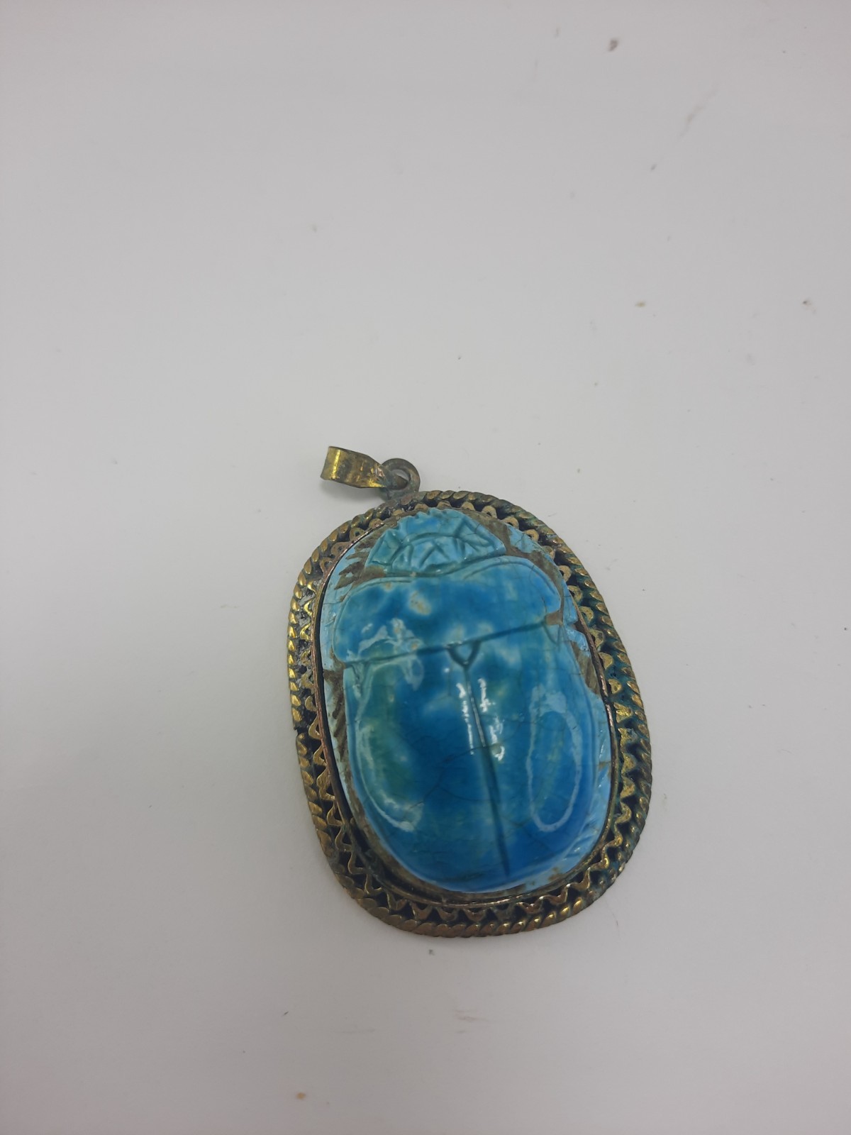 ANCIENT EGYPTIAN BLUE SCARAB Amulet Pendant Pharaonic Style Handcrafted Jewelry