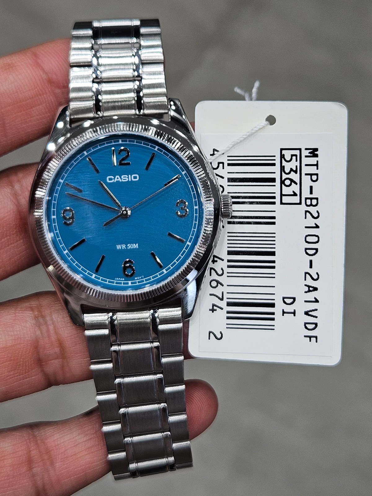 Casio MTP-B210D-2A1V Men’s Blue Dial Stainless Steel Watch WR50M New