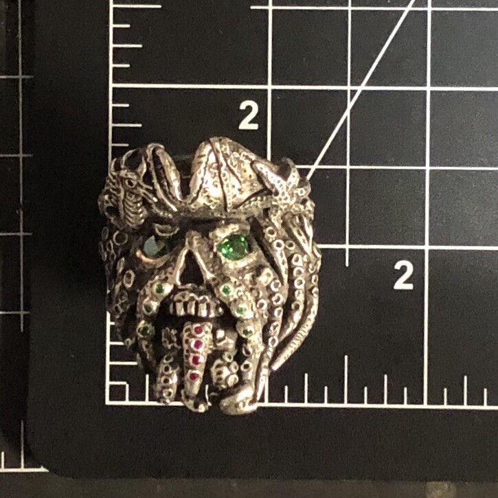 Pirate of the Caribbean Davy Jones Treasure Silver Ring Any Size Quick 3.1 oz