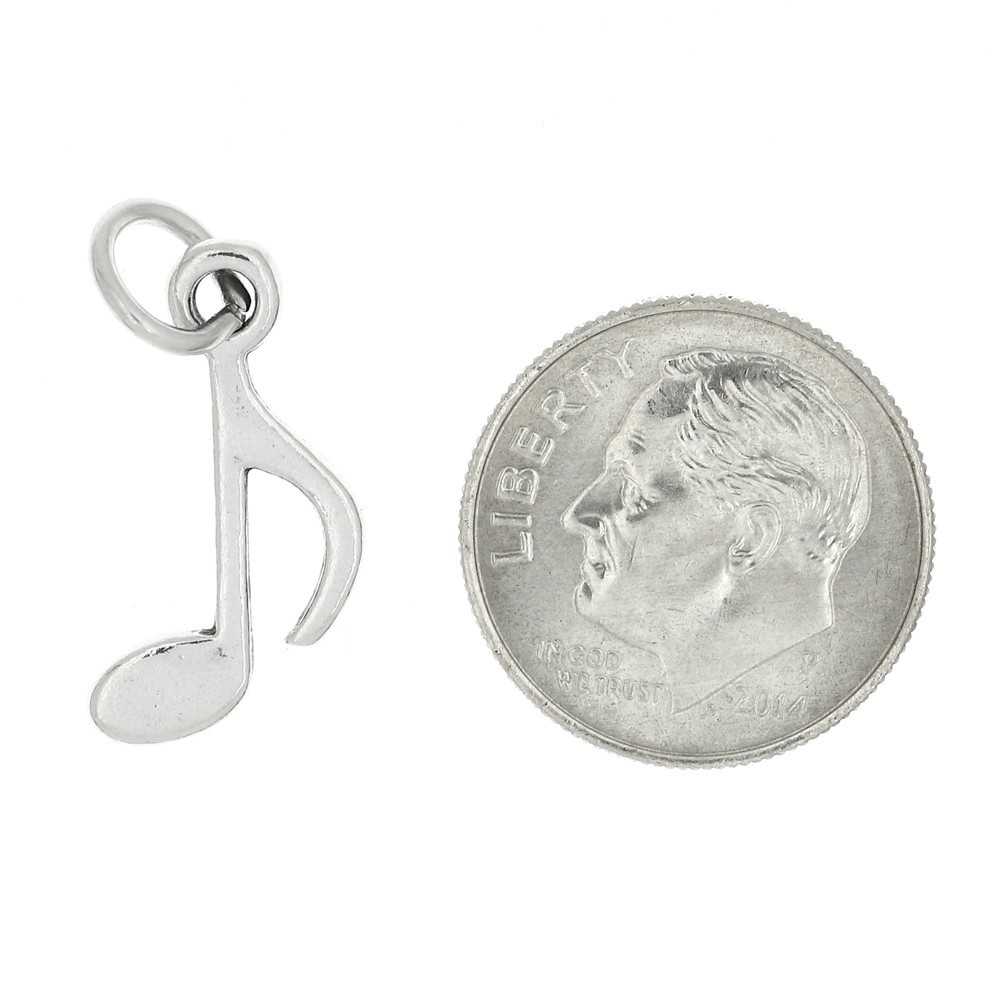 Sterling Silver Single 8th Eighth Note Music Charm or Pendant