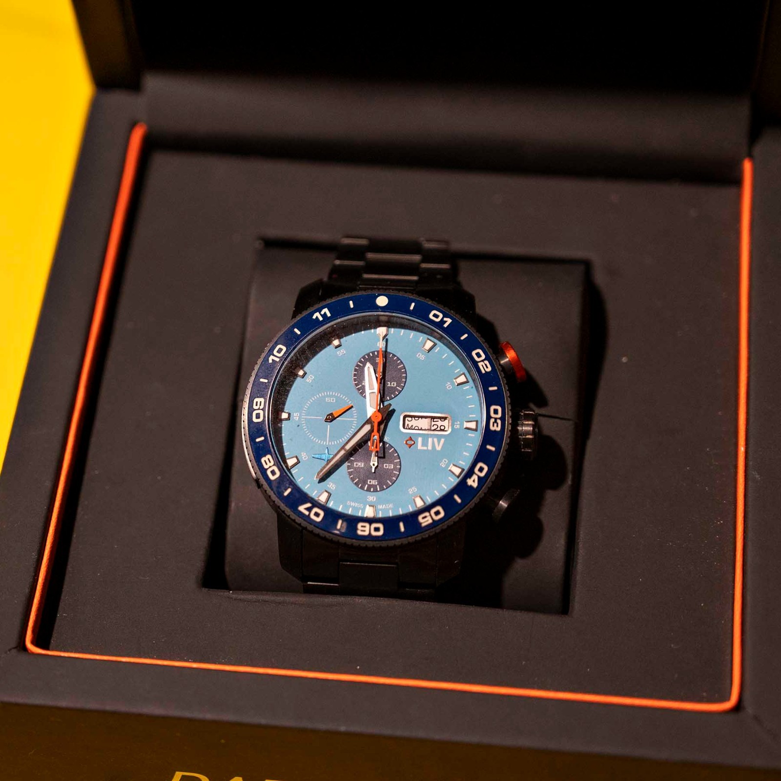 LIV P-51 Swiss Pilot Ceramic Auto Chronograph P-51 Pilot Cripes Blue