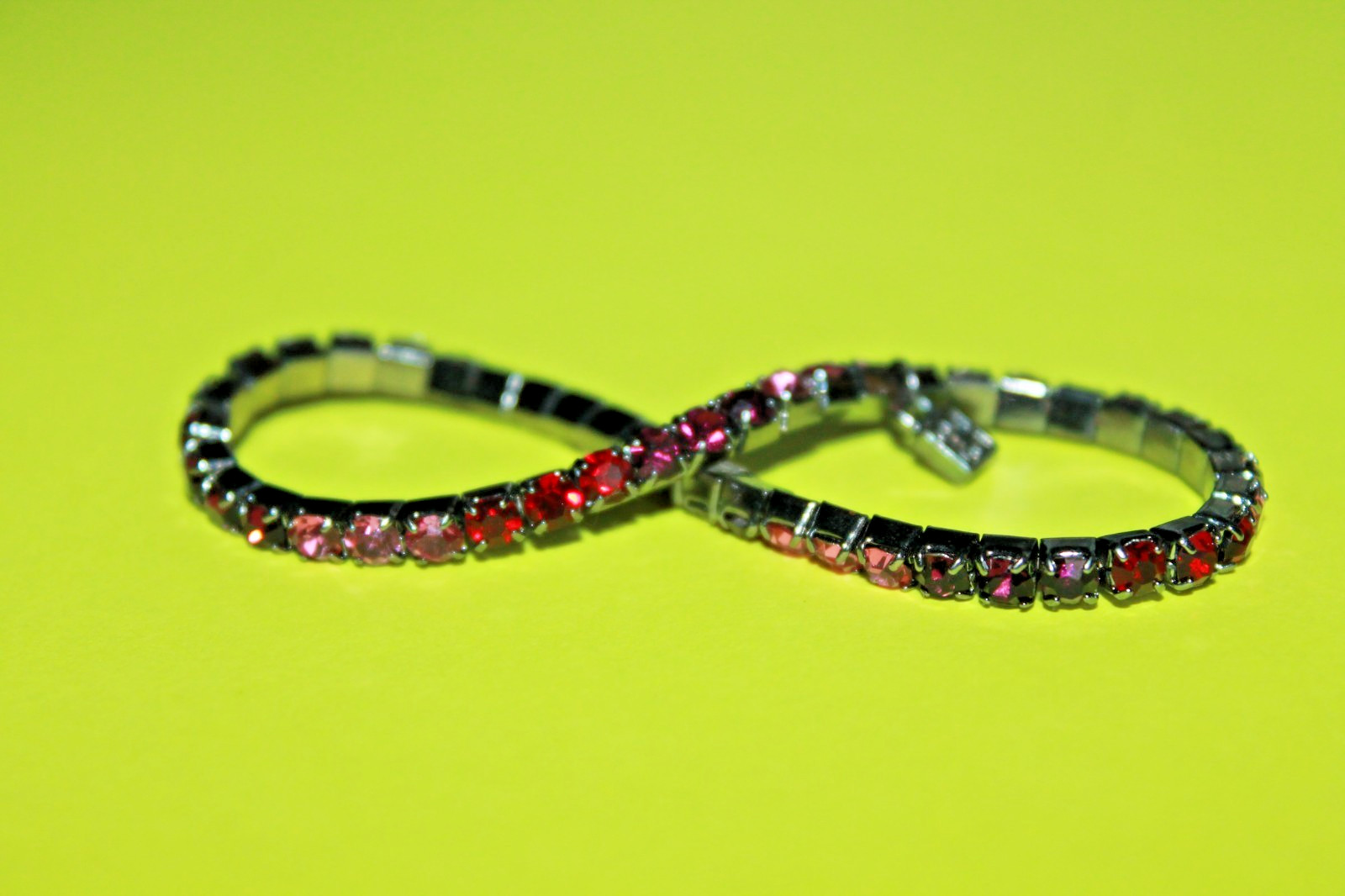 Givenchy Swarovski crystals stretch bracelet multicolored pink red wine colors