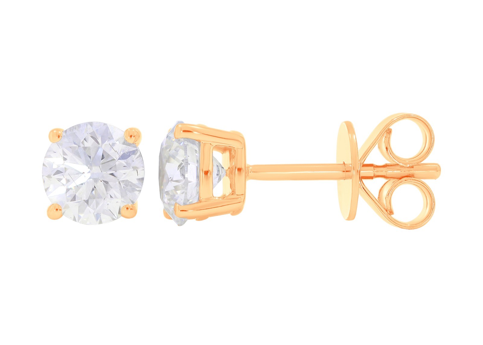 1.00 Ct to 4.00 Ct Round Shape Moissanite Stone Push Back Stud Earring in Silver