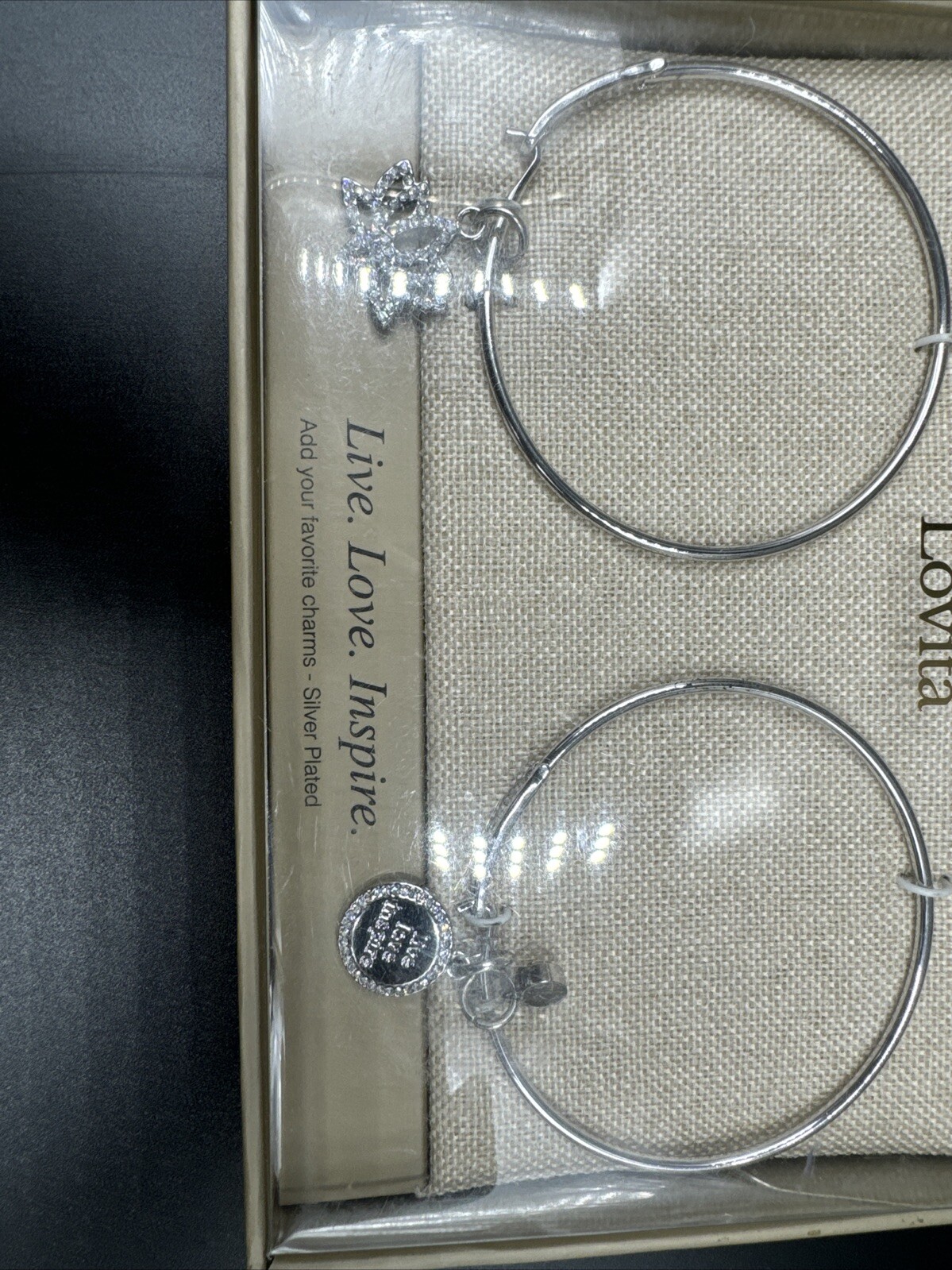 Lovita & Co. Silver Bangle Live. Love. Inspire. Silver Plated Charms. New!