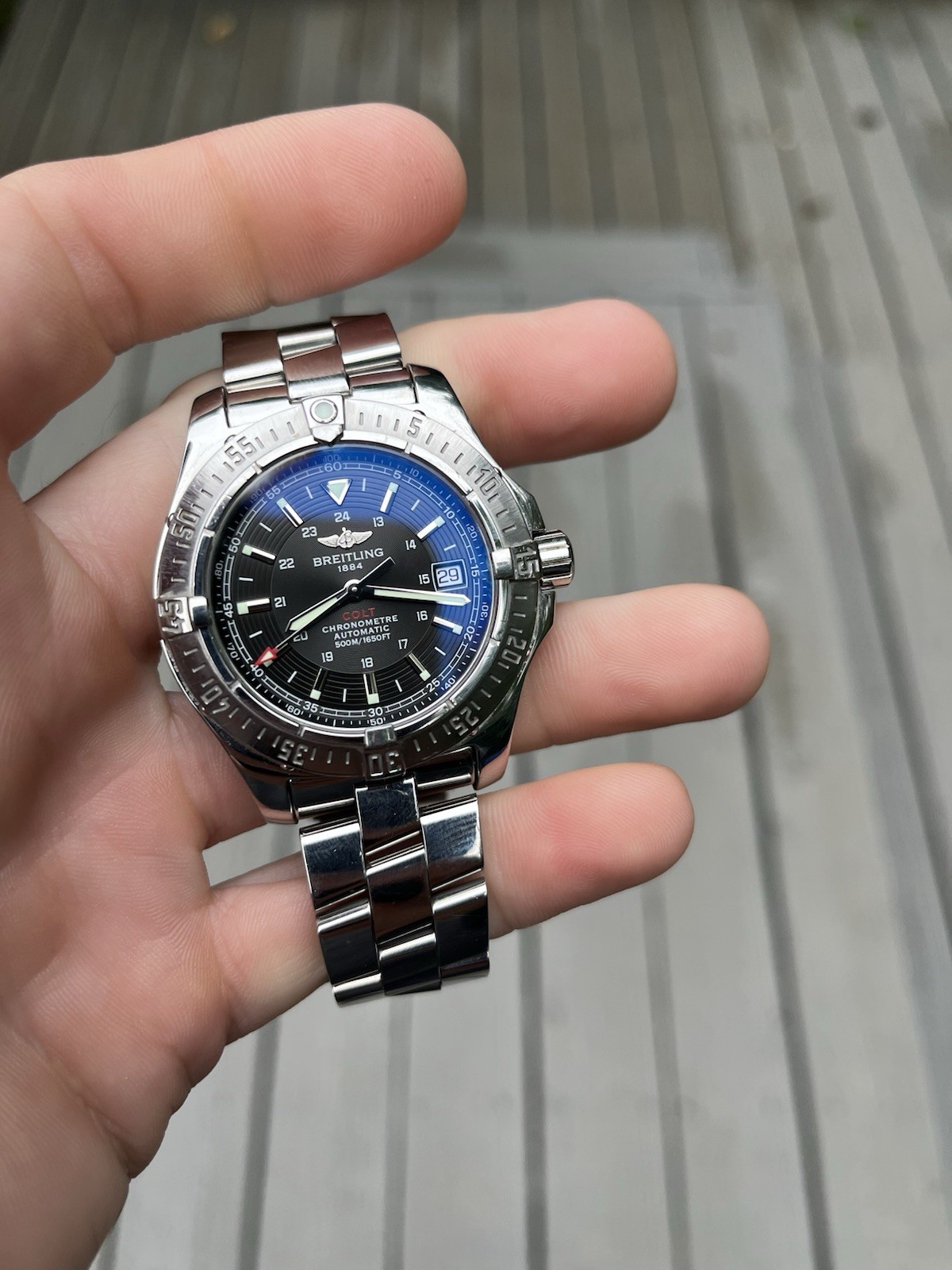 🔥🔥Breitling A17380 Swiss Chronometer Automatic Steel Black Dial Watch
