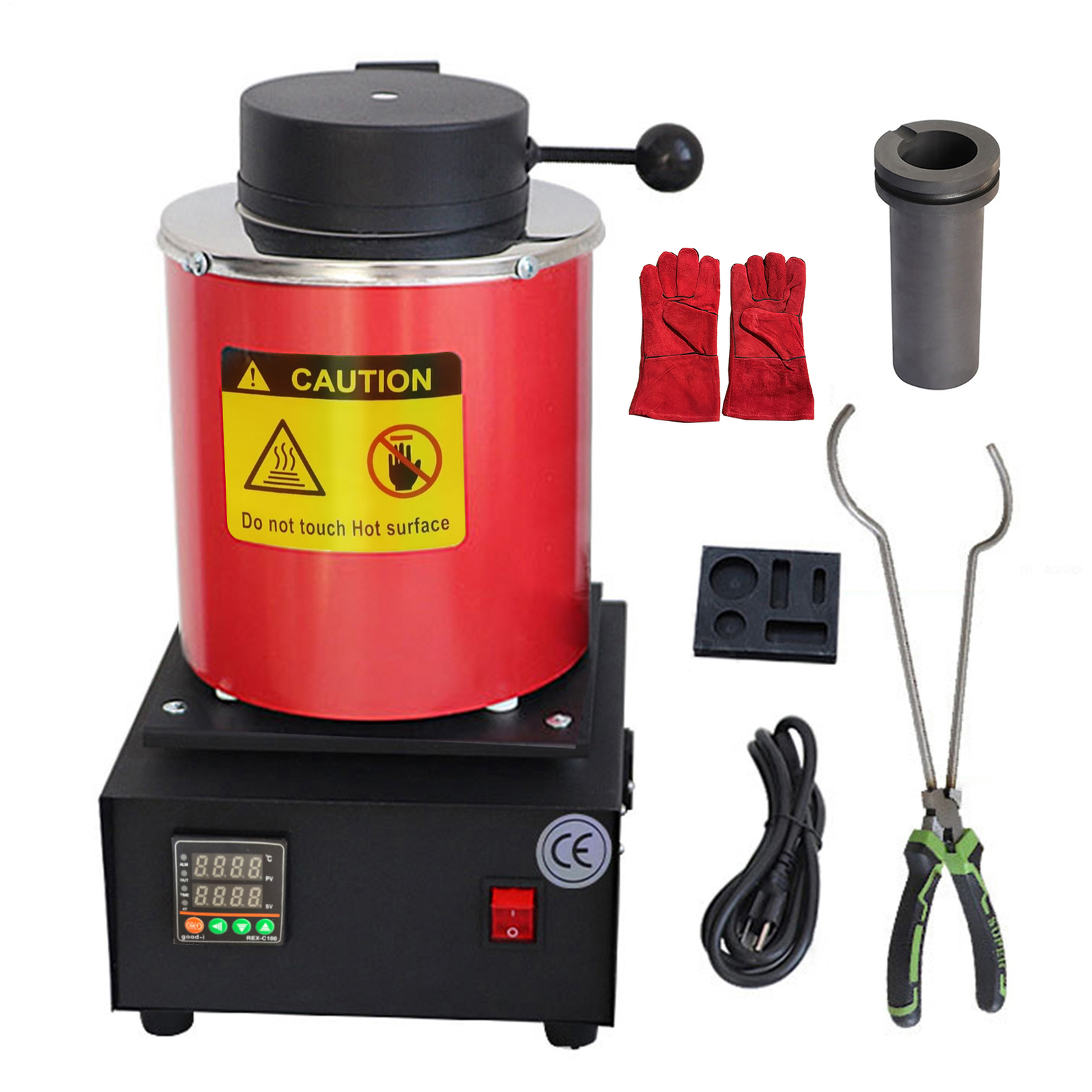 Upgraded Electric Metal Melting Furnace Kit w/ 3KG Crucible+Casting Ingot Mold–