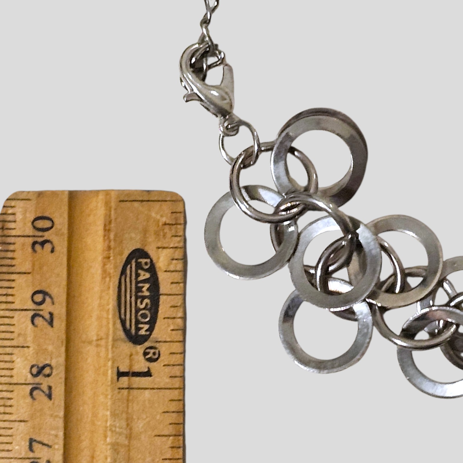 Silver Tone Loop Link Statement Bracelet 7–9” Adjustable Modern Chain Circle…
