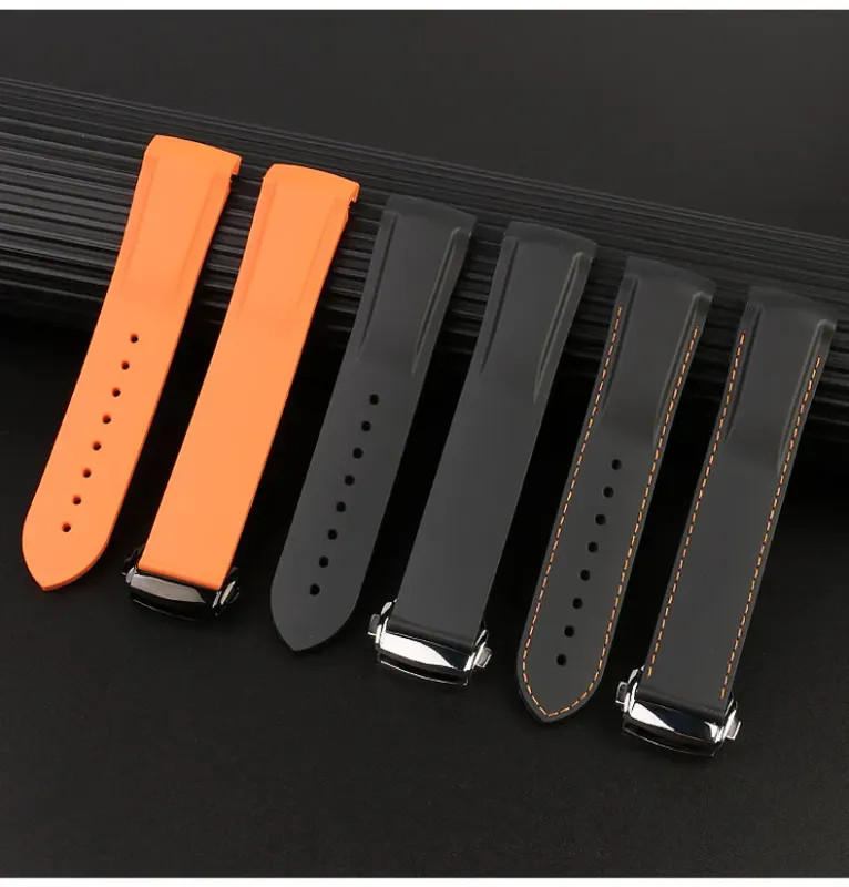 20mm 22mm Silicone Watch Band For Omega 300 SEAMASTER 600 PLANET OCEAN Seiko SKX